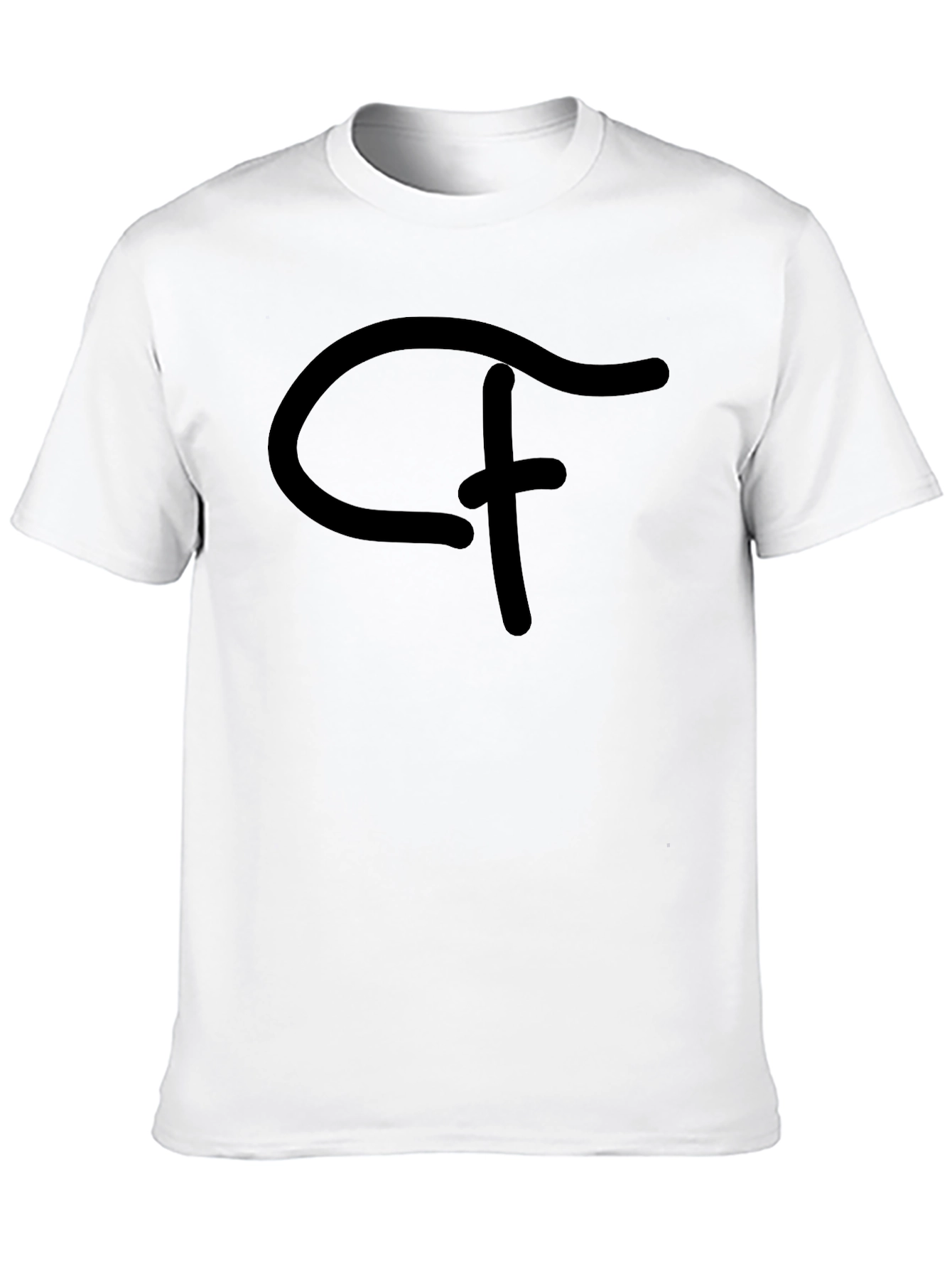 Black T-Shirt with Abstract Logo Graphic Print