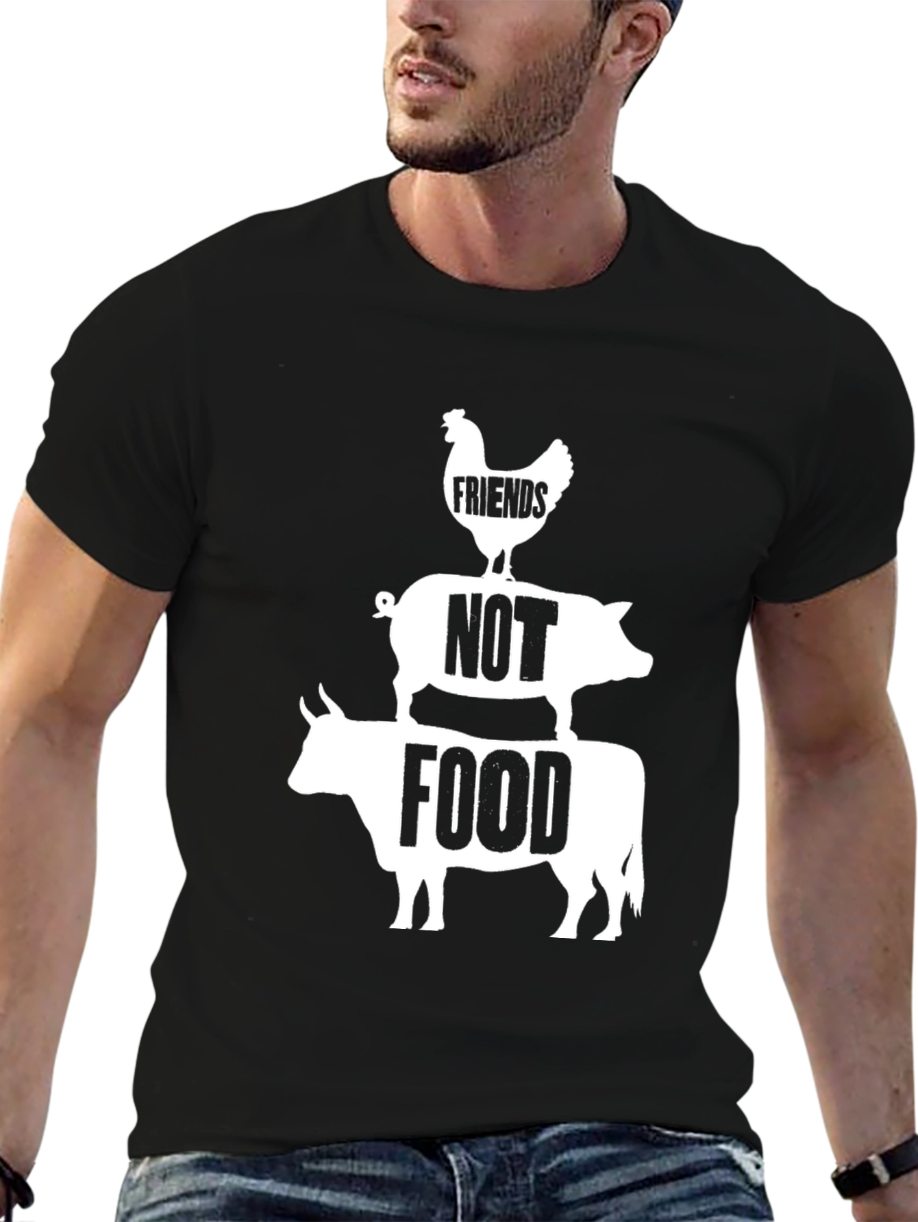 Vegan Friends Not Food T-Shirt - Black