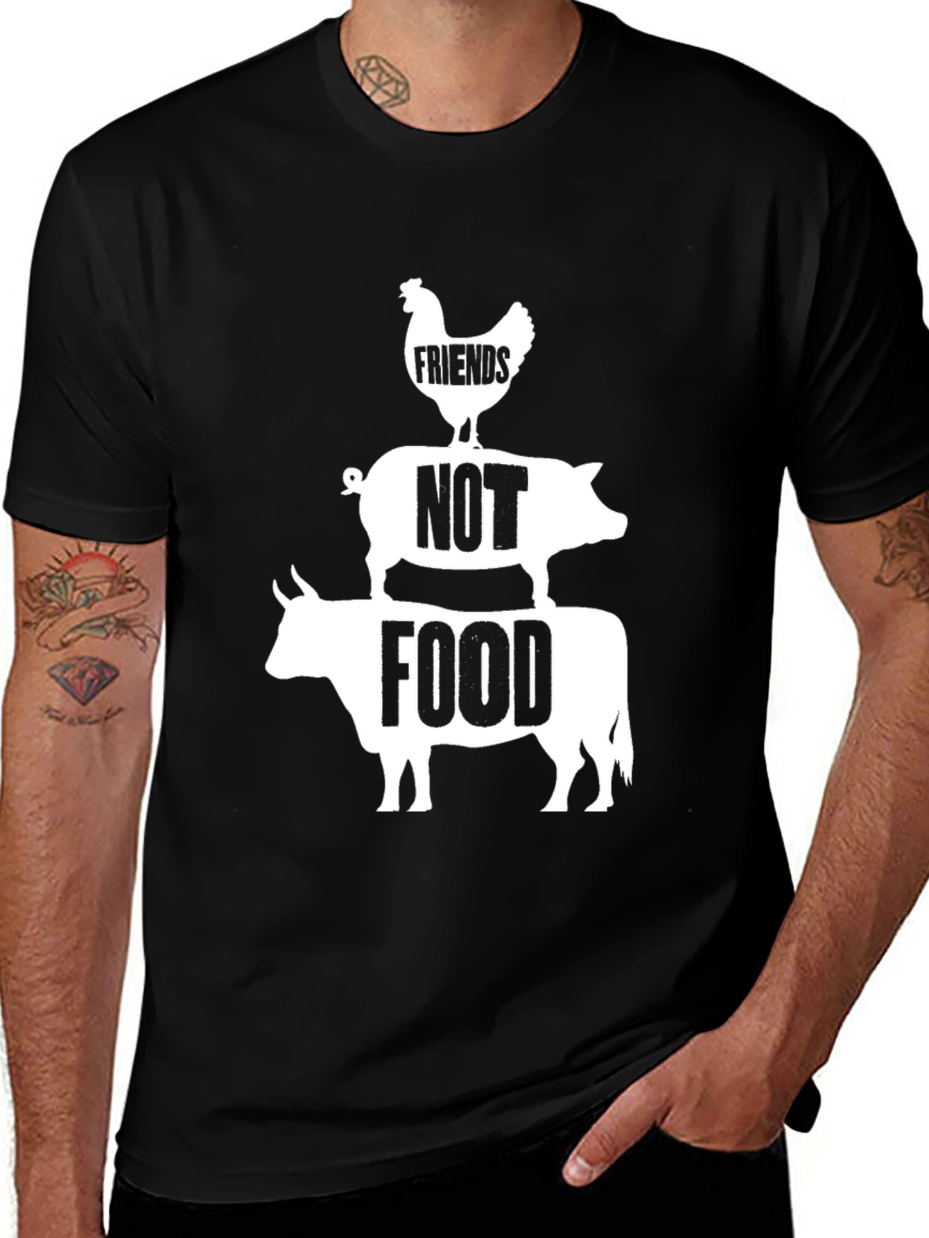 Vegan Friends Not Food T-Shirt - Black