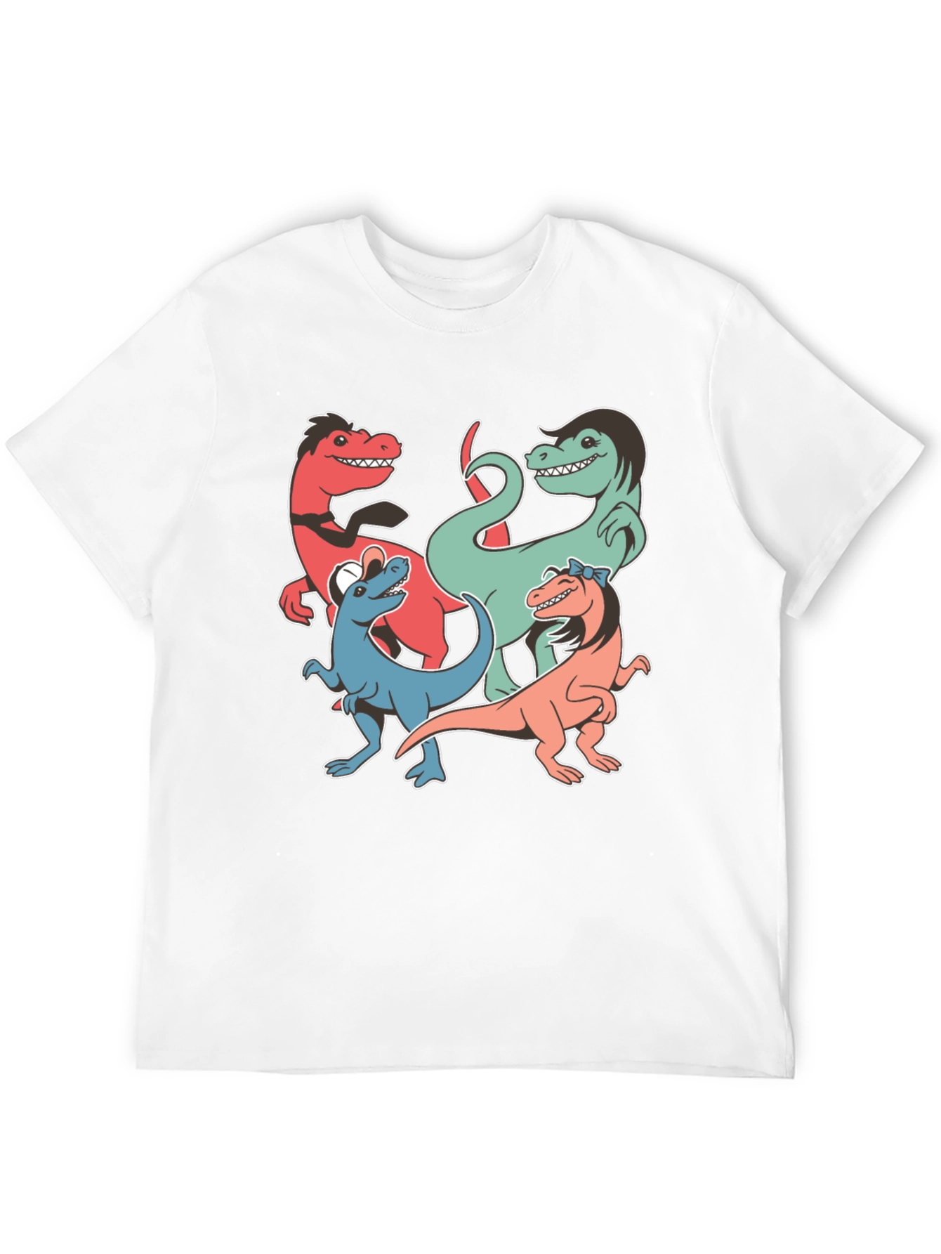 Dinosaur Cartoon Graphic Print Black T-Shirt