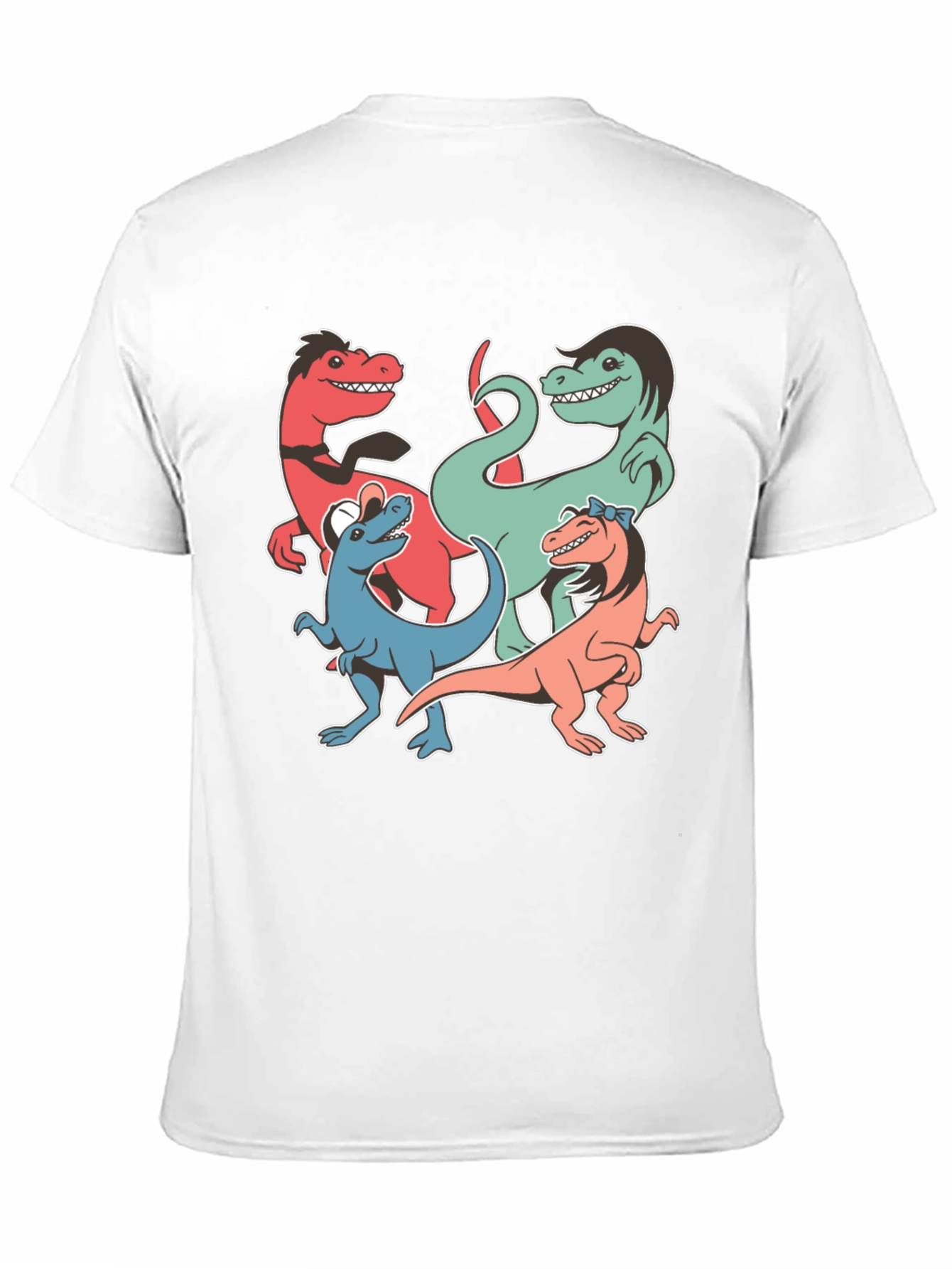 Dinosaur Cartoon Graphic Print Black T-Shirt