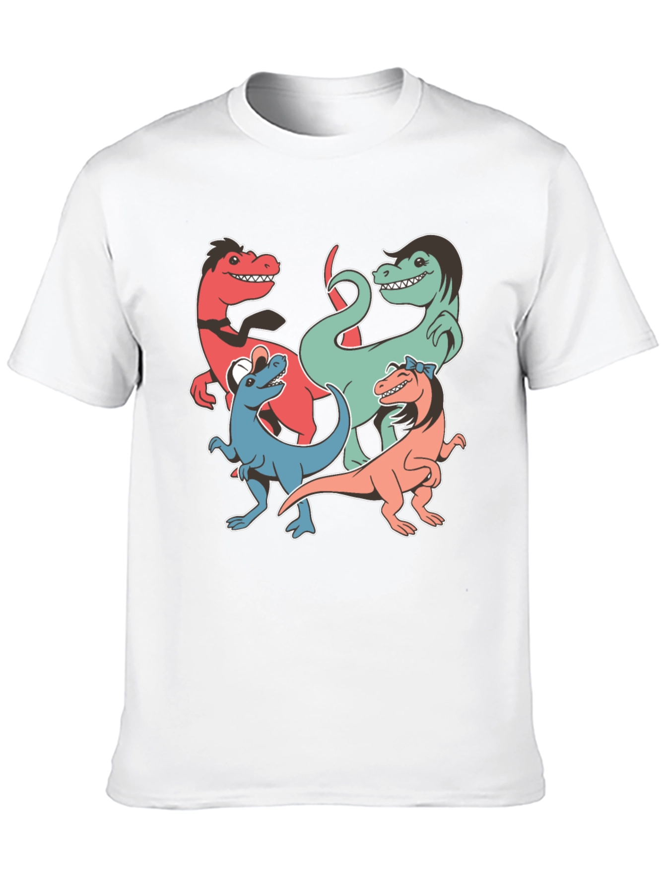 Dinosaur Cartoon Graphic Print Black T-Shirt