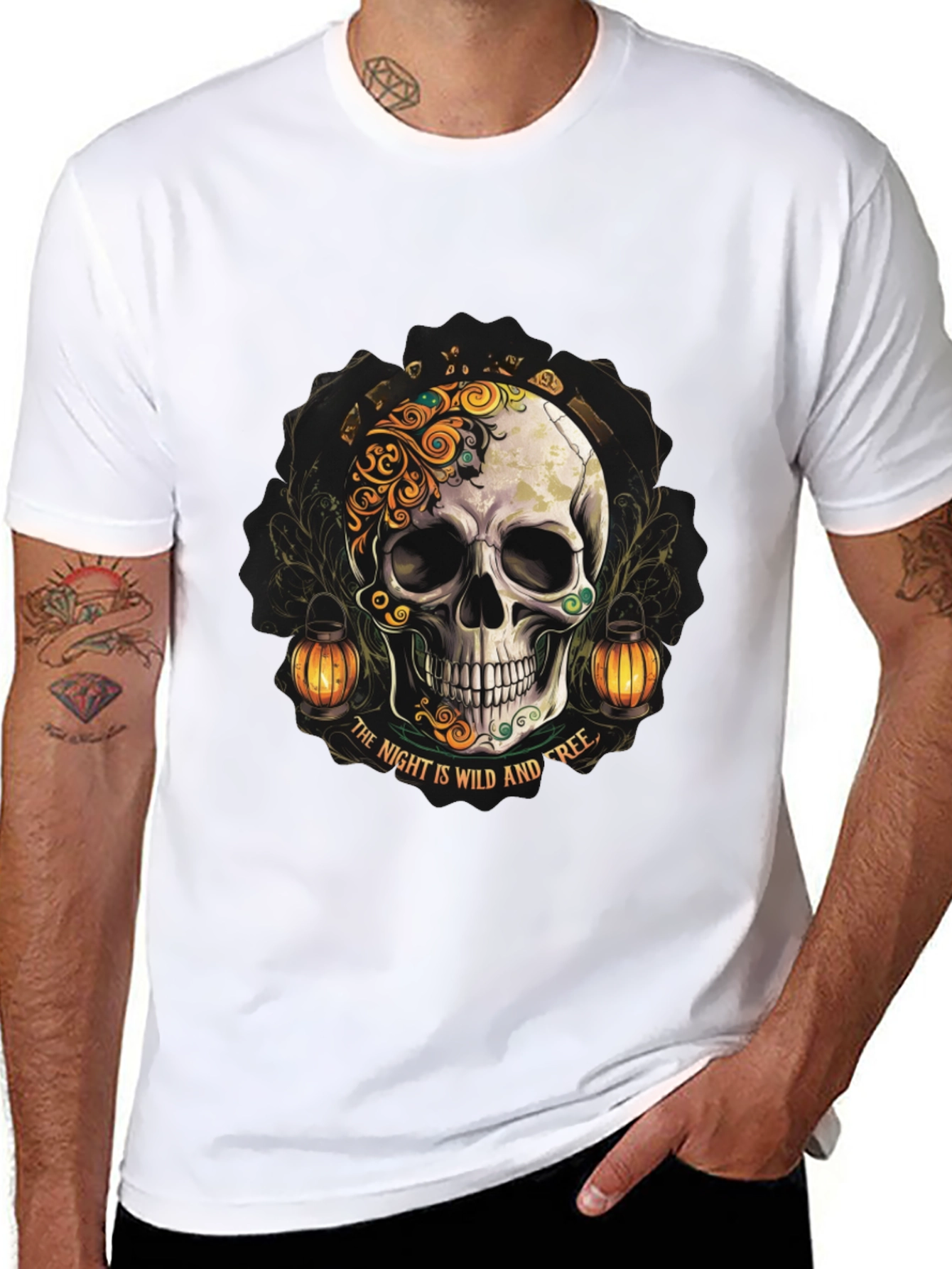 Wild Night Skull Graphic T-Shirt