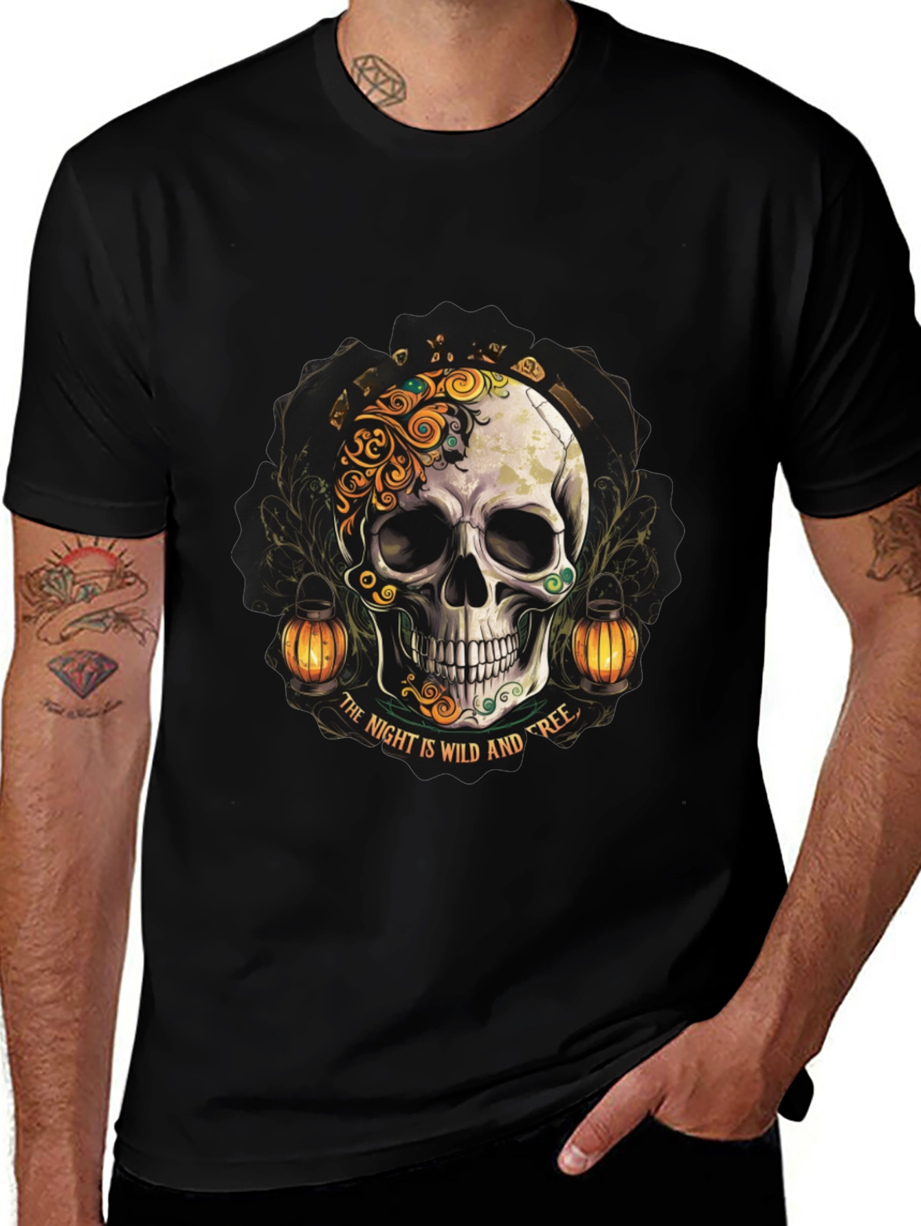 Wild Night Skull Graphic T-Shirt