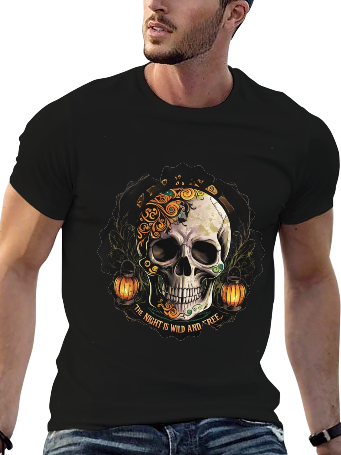 Wild Night Skull Graphic T-Shirt