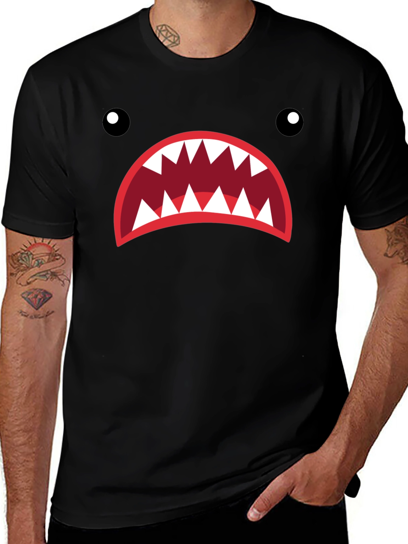 Monster Mouth Graphic Tee - Unique Design Casual Style