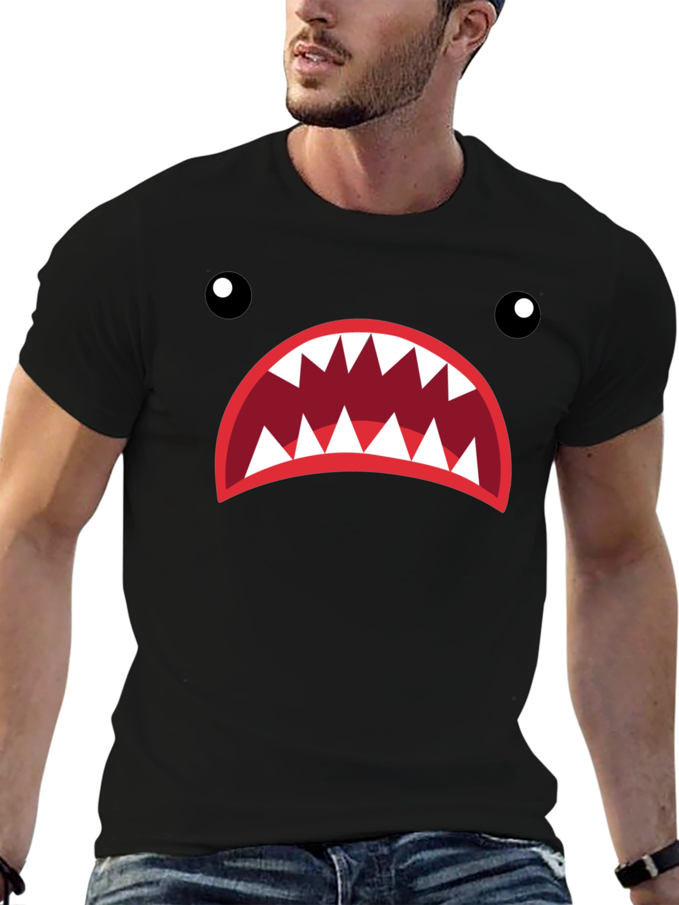 Monster Mouth Graphic Tee - Unique Design Casual Style