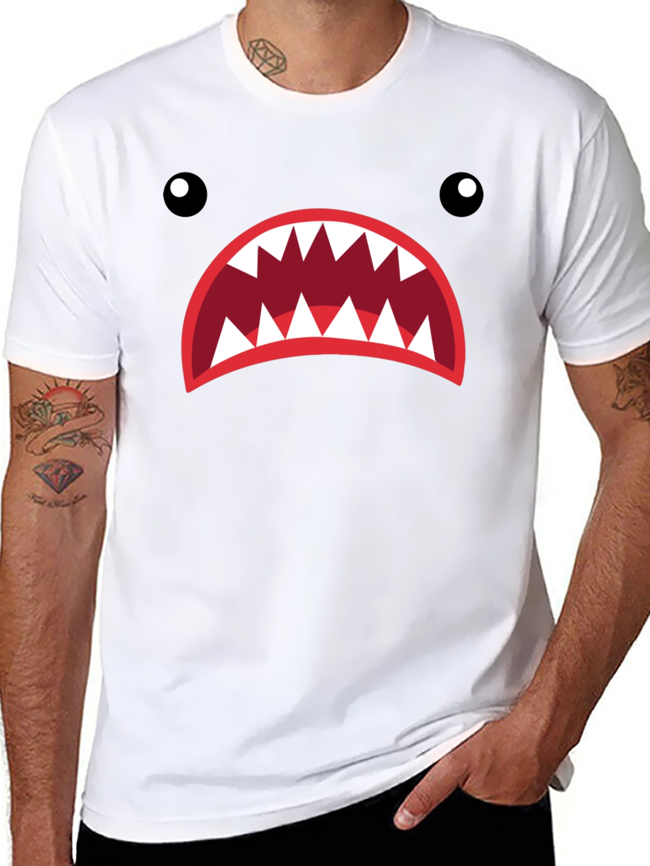 Monster Mouth Graphic Tee - Unique Design Casual Style
