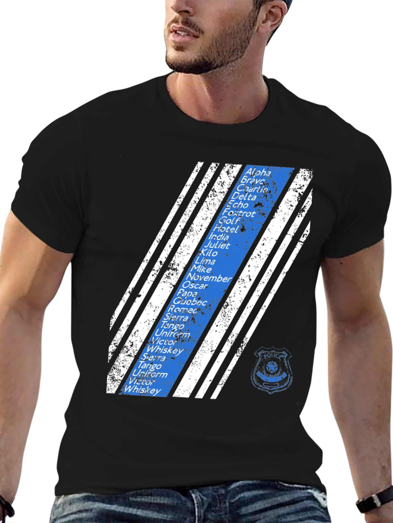 Police Alphabet Thin Blue Line T-Shirt