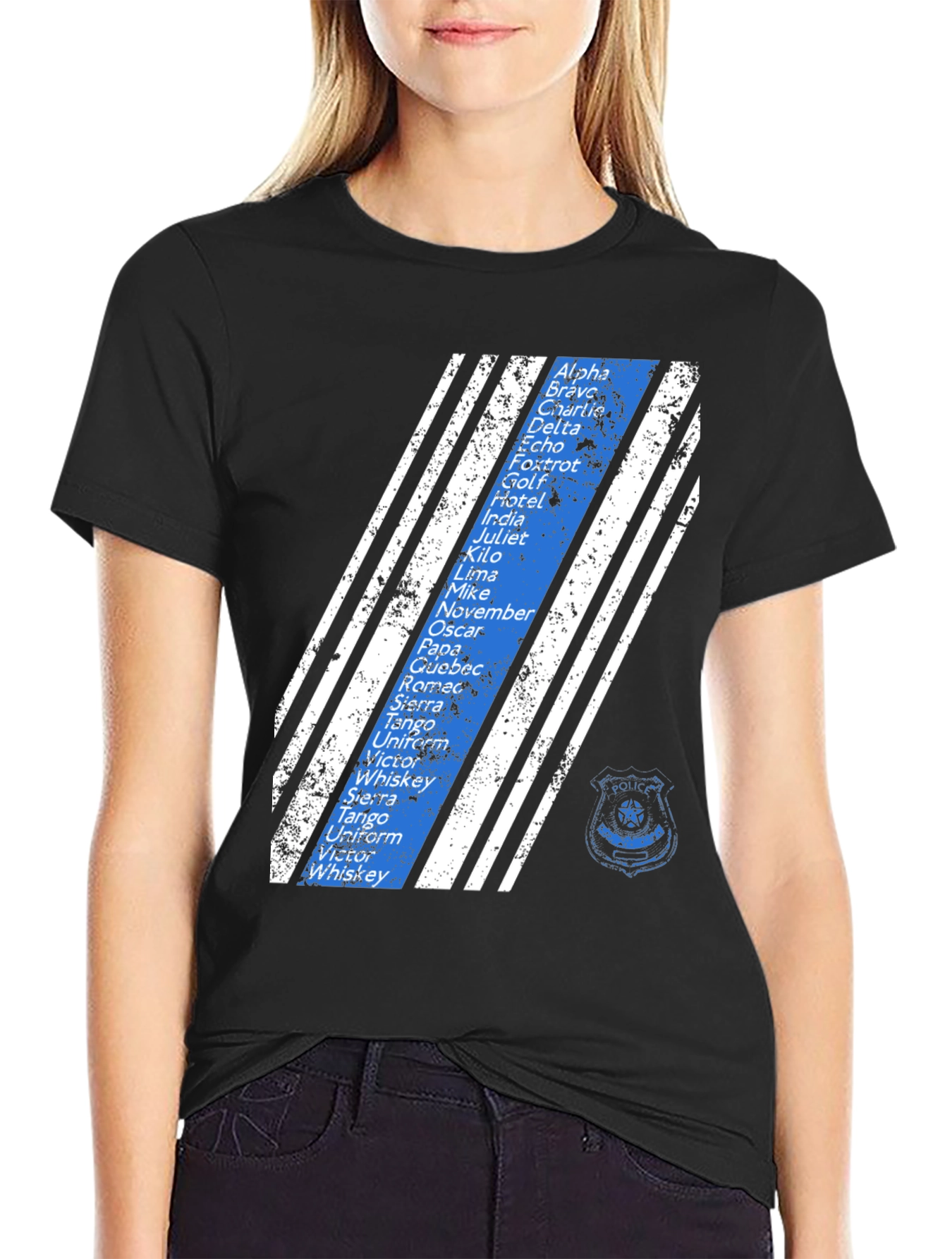 Police Alphabet Thin Blue Line T-Shirt