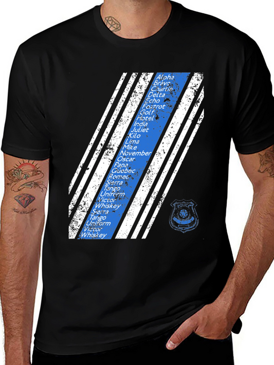 Police Alphabet Thin Blue Line T-Shirt
