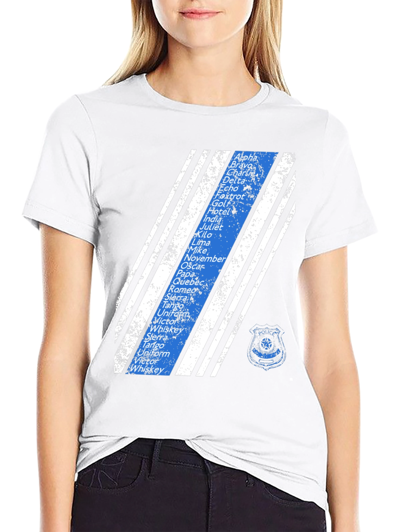 Police Alphabet Thin Blue Line T-Shirt