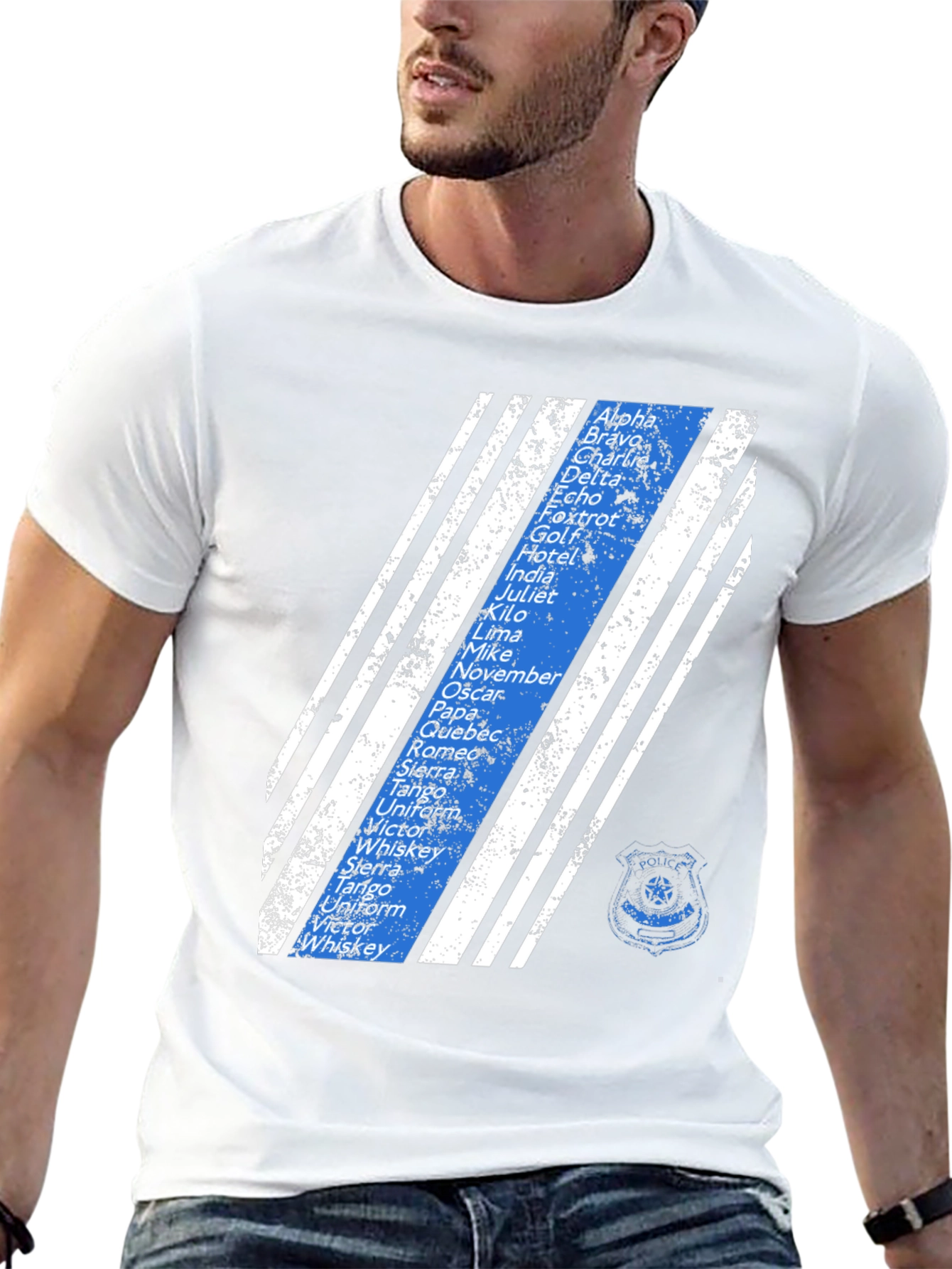 Police Alphabet Thin Blue Line T-Shirt