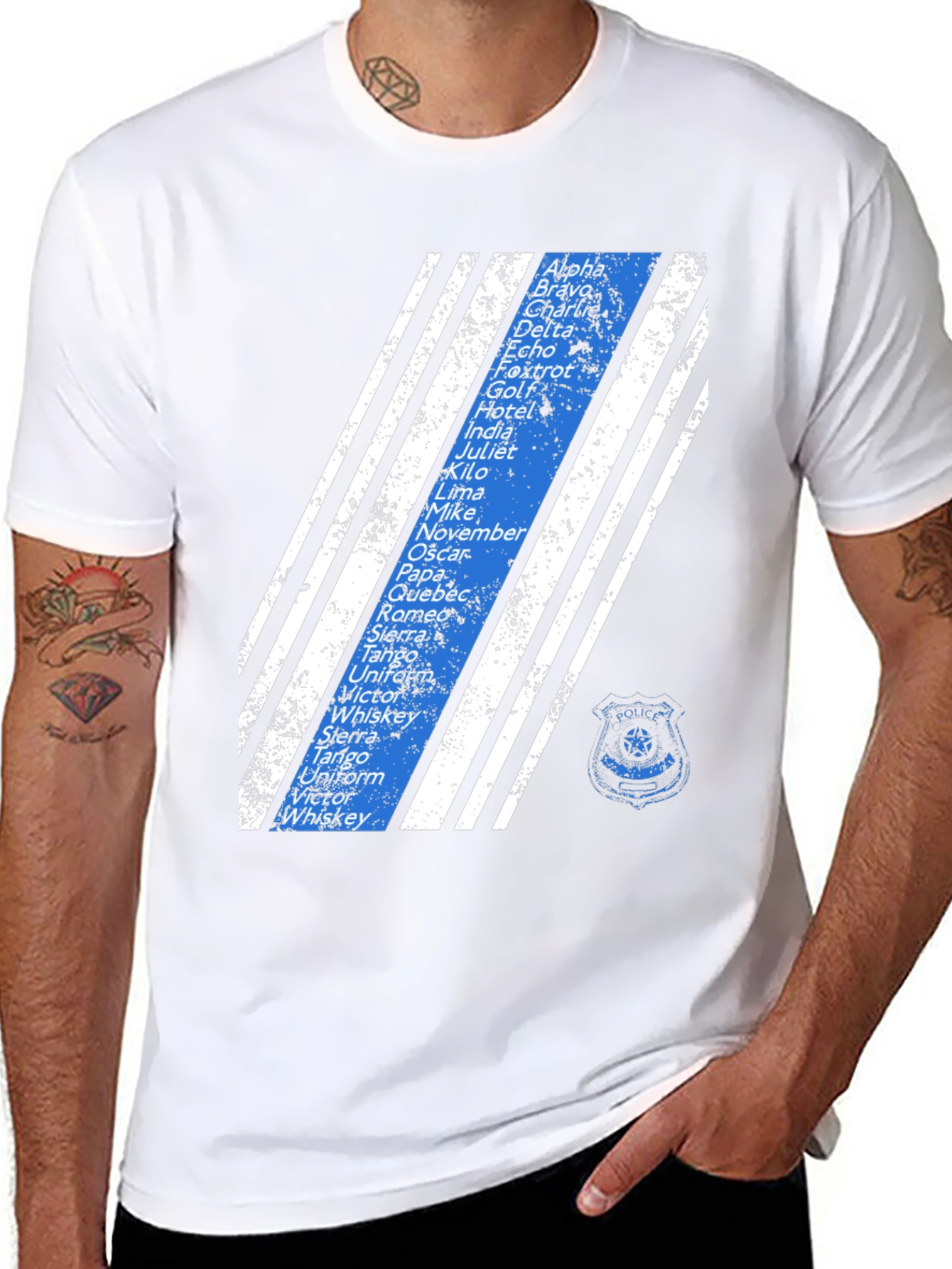 Police Alphabet Thin Blue Line T-Shirt