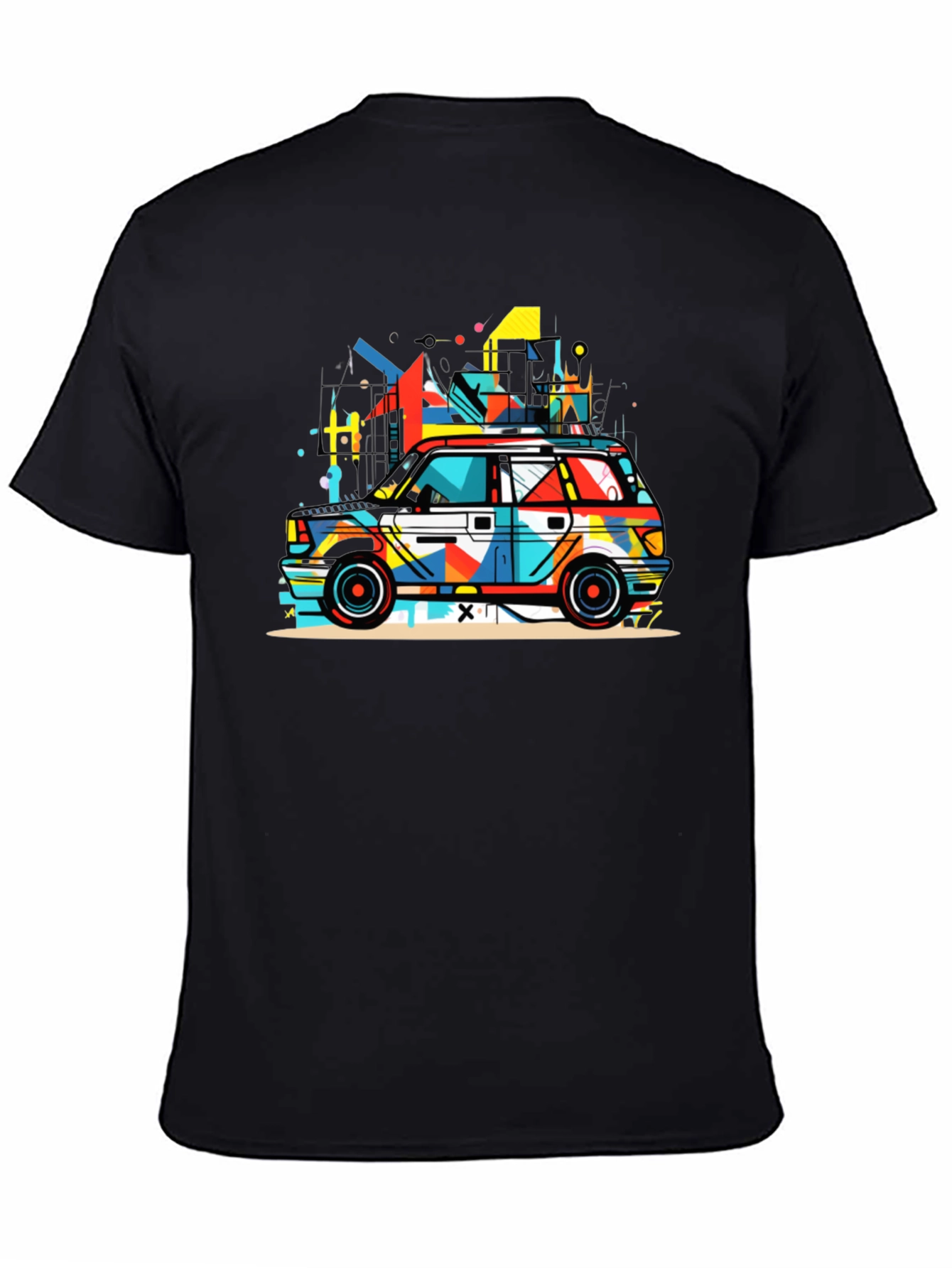 Abstract Car Graphic Black T-Shirt