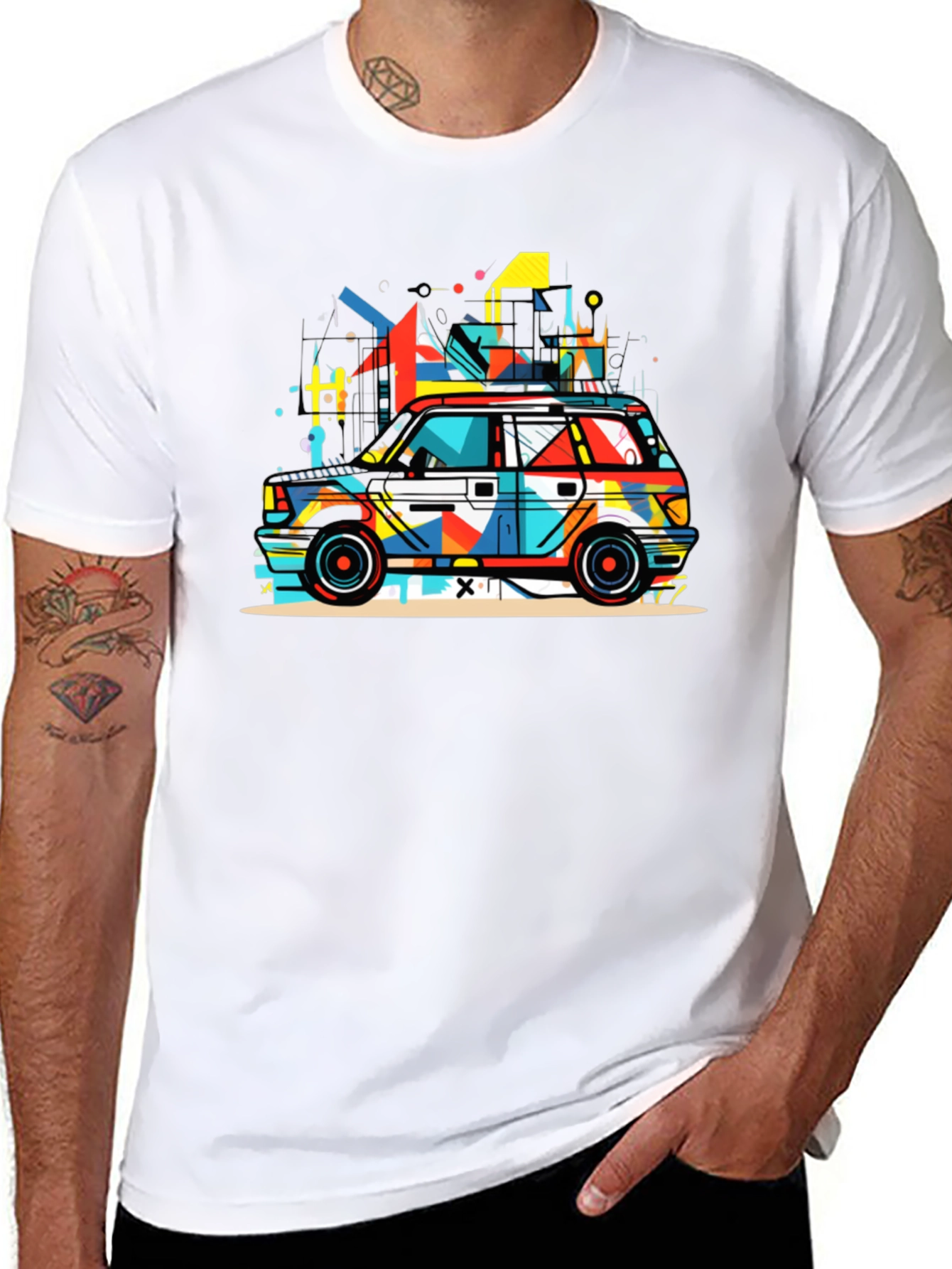 Abstract Car Graphic Black T-Shirt
