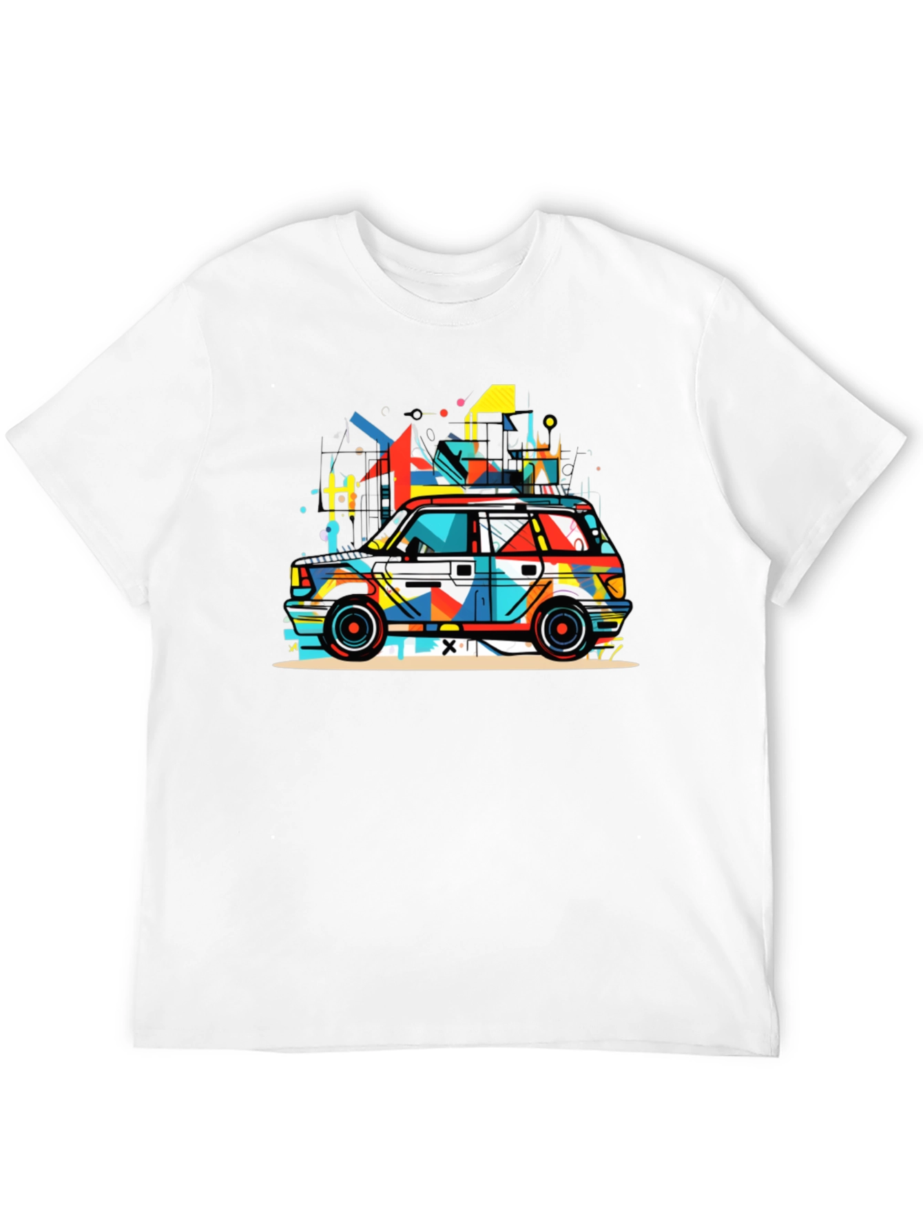 Abstract Car Graphic Black T-Shirt