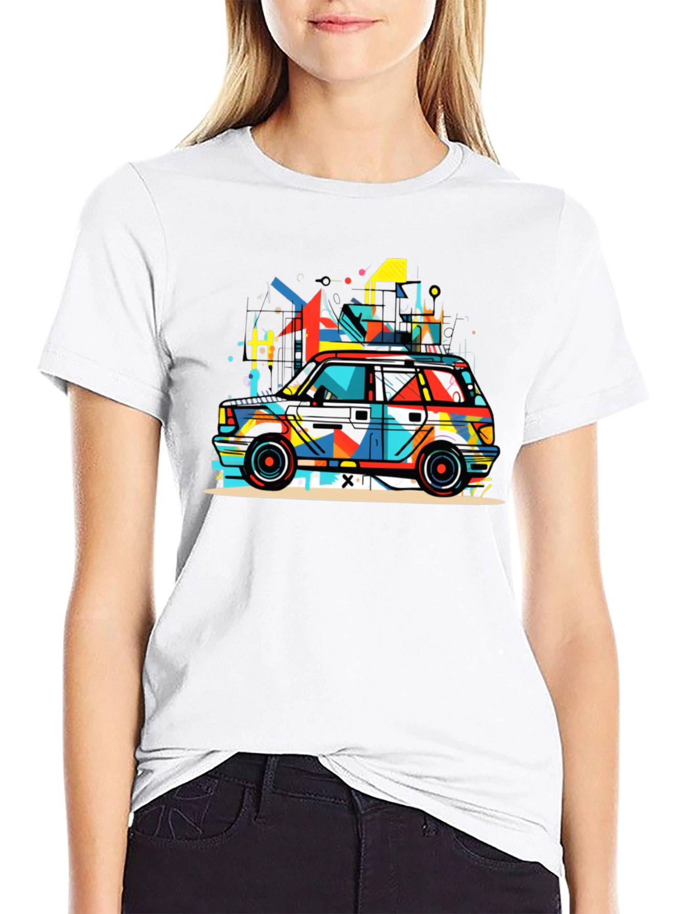 Abstract Car Graphic Black T-Shirt