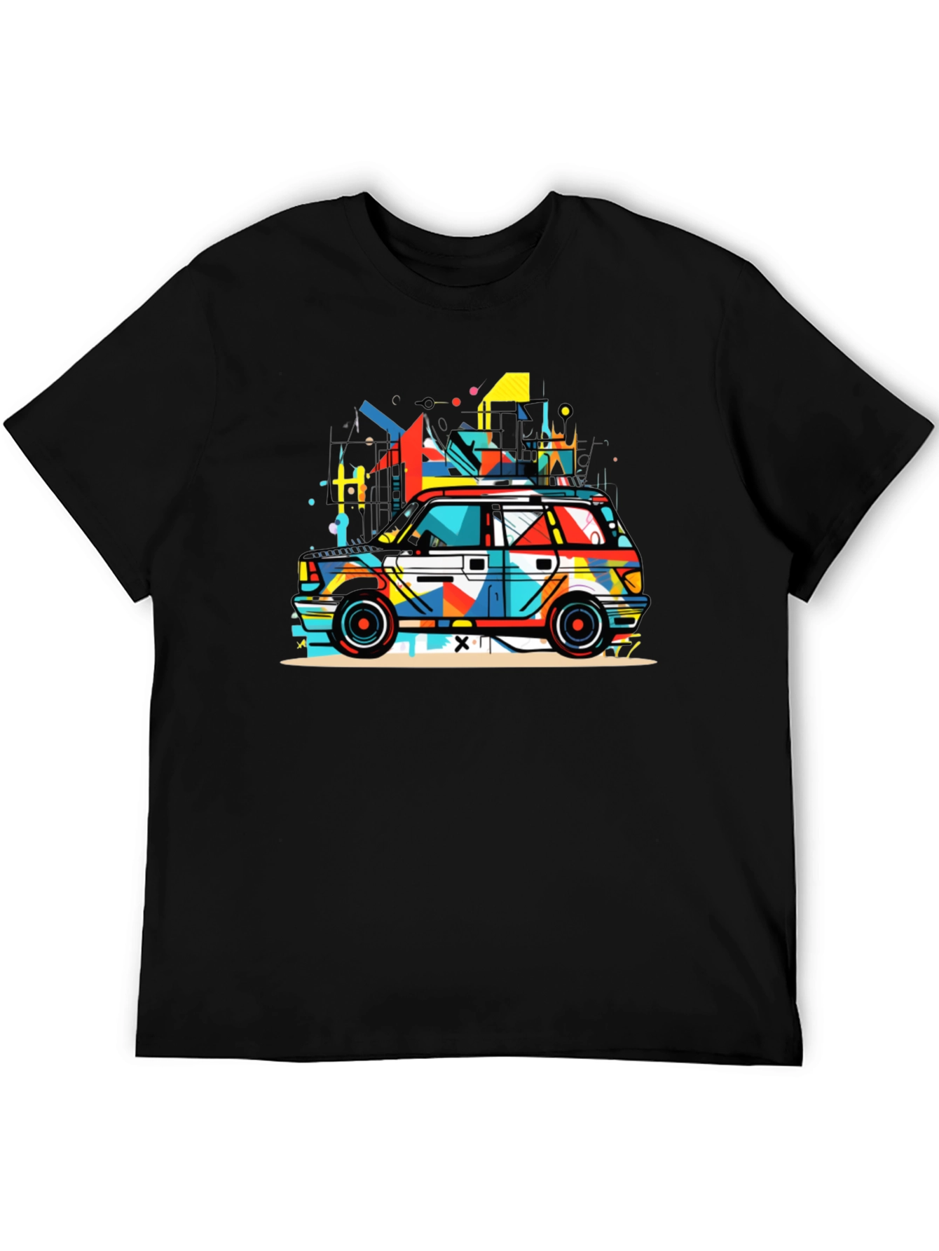 Abstract Car Graphic Black T-Shirt