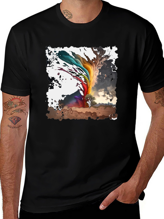 Colorful Tornado Graphic Tee - Unique Design Shirt
