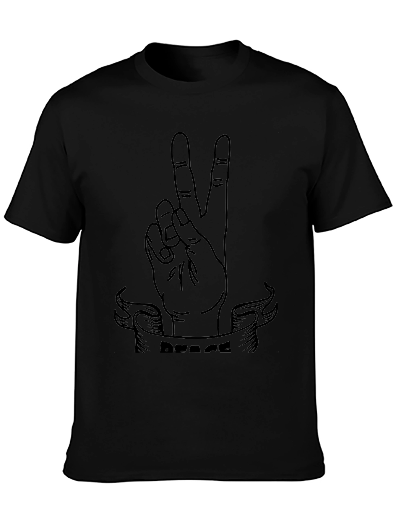 Peace Sign Graphic Tee - Black Cotton T-Shirt