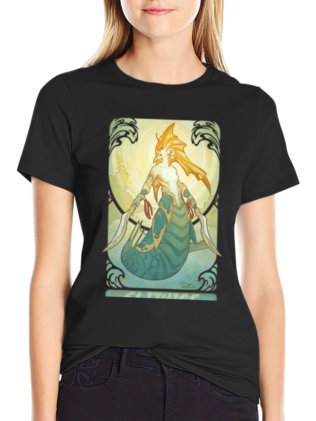 Medusa Art Nouveau Black T-Shirt