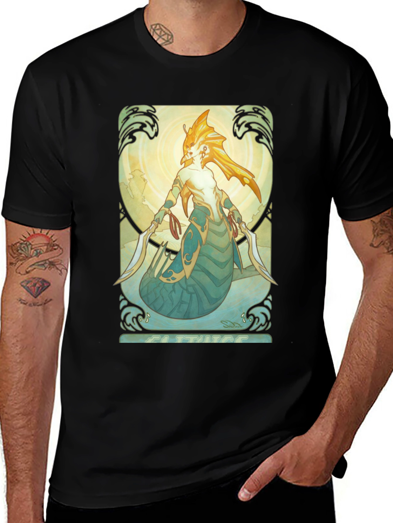 Medusa Art Nouveau Black T-Shirt