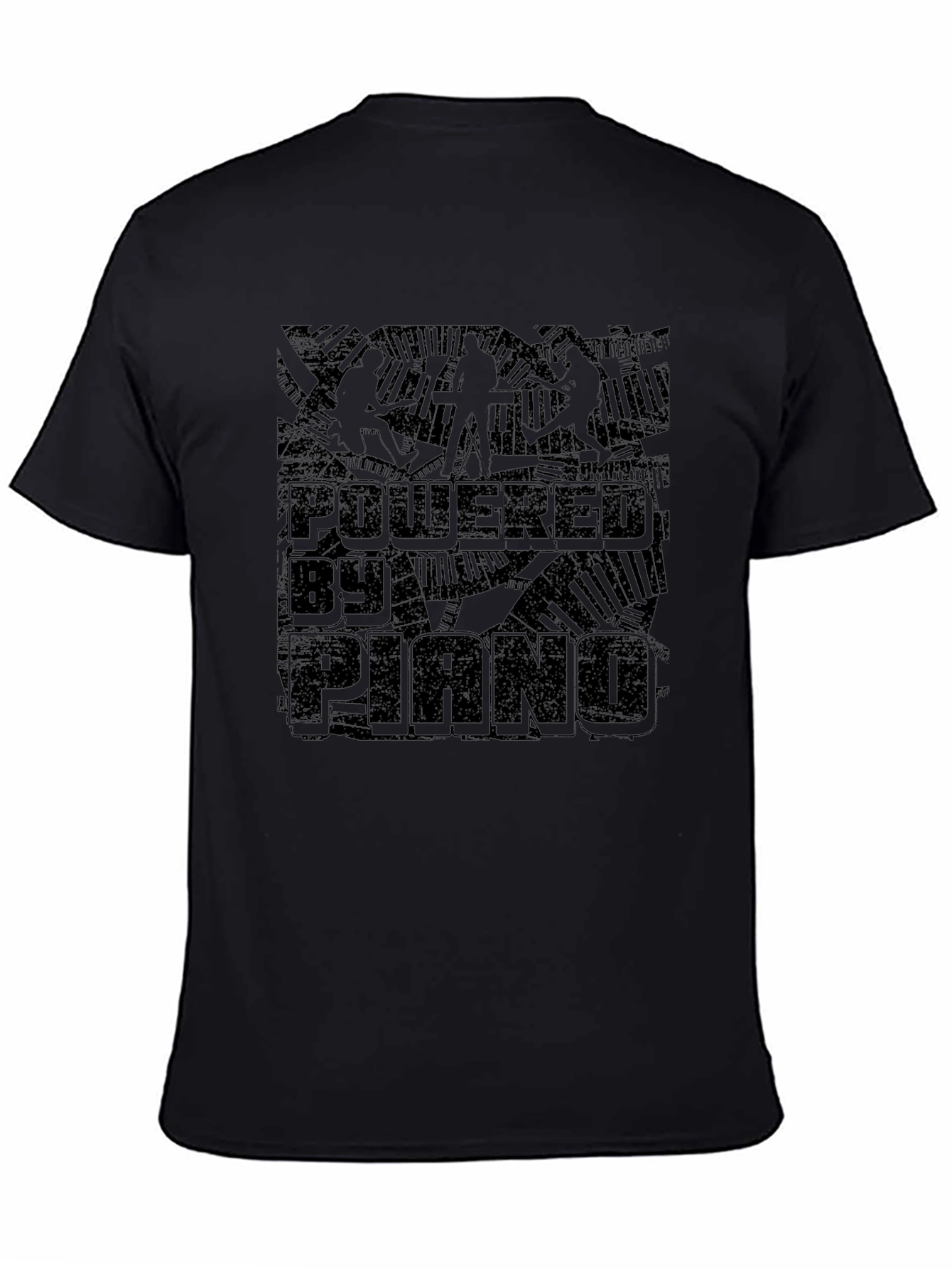 Powered by Piano Black T-Shirt - Music Lover Tee