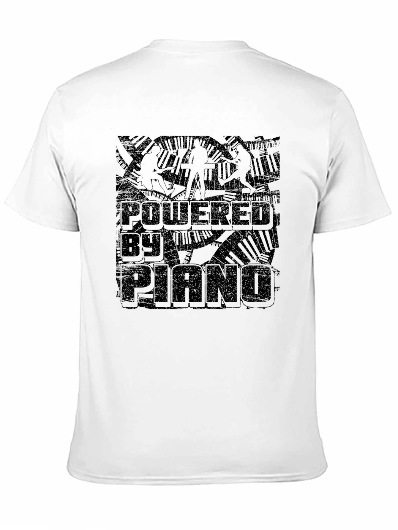 Powered by Piano Black T-Shirt - Music Lover Tee