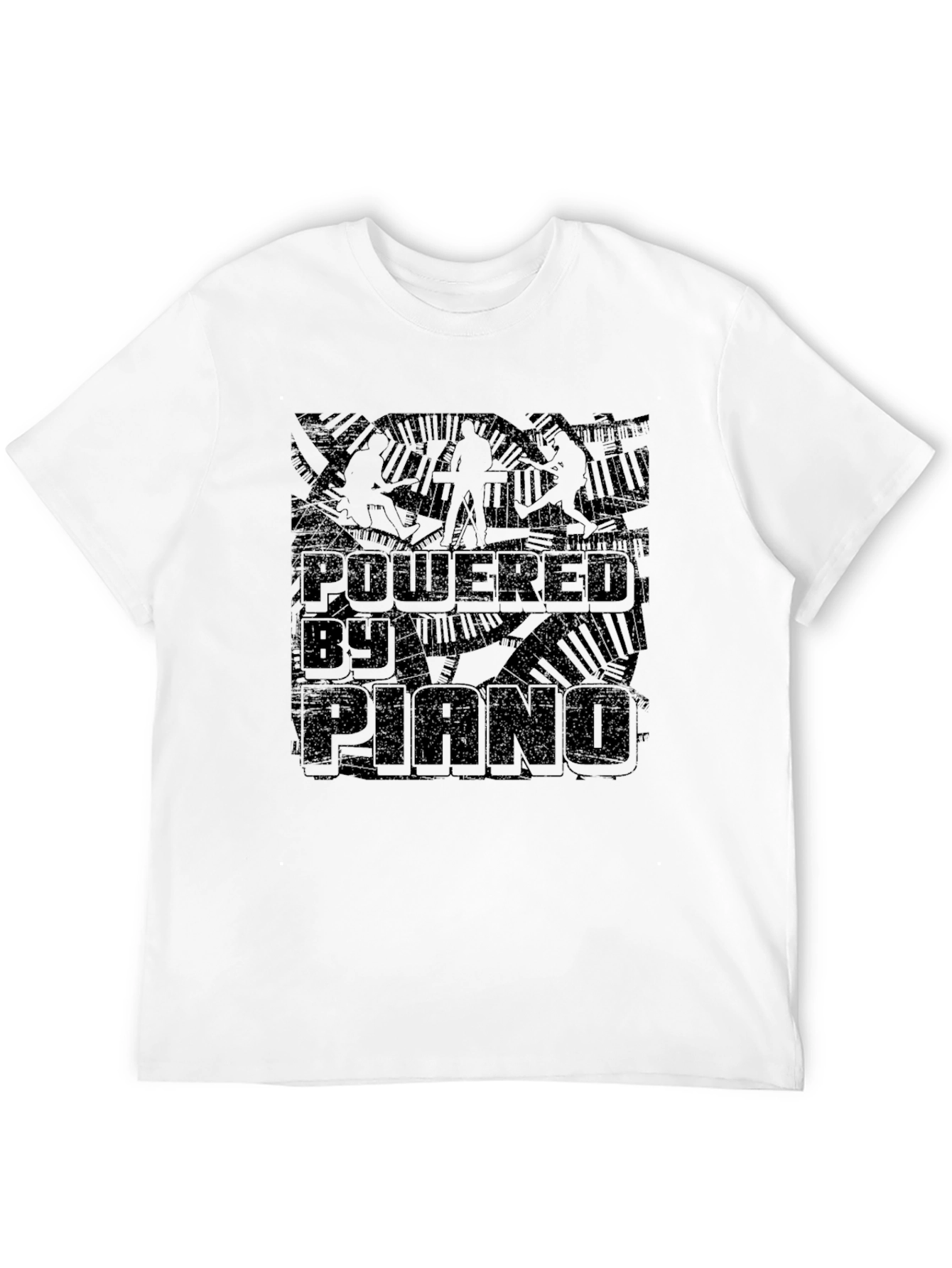 Powered by Piano Black T-Shirt - Music Lover Tee