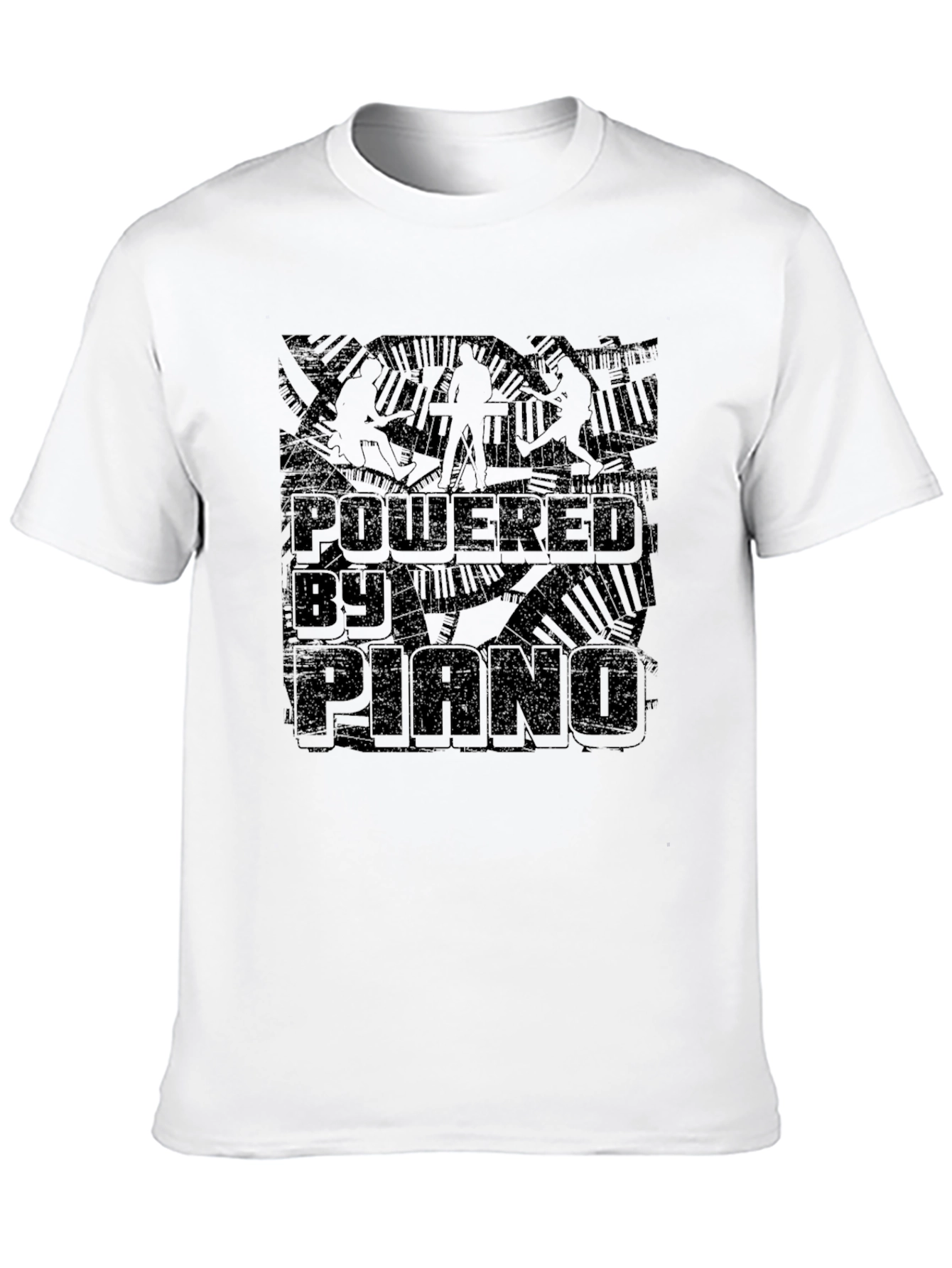 Powered by Piano Black T-Shirt - Music Lover Tee