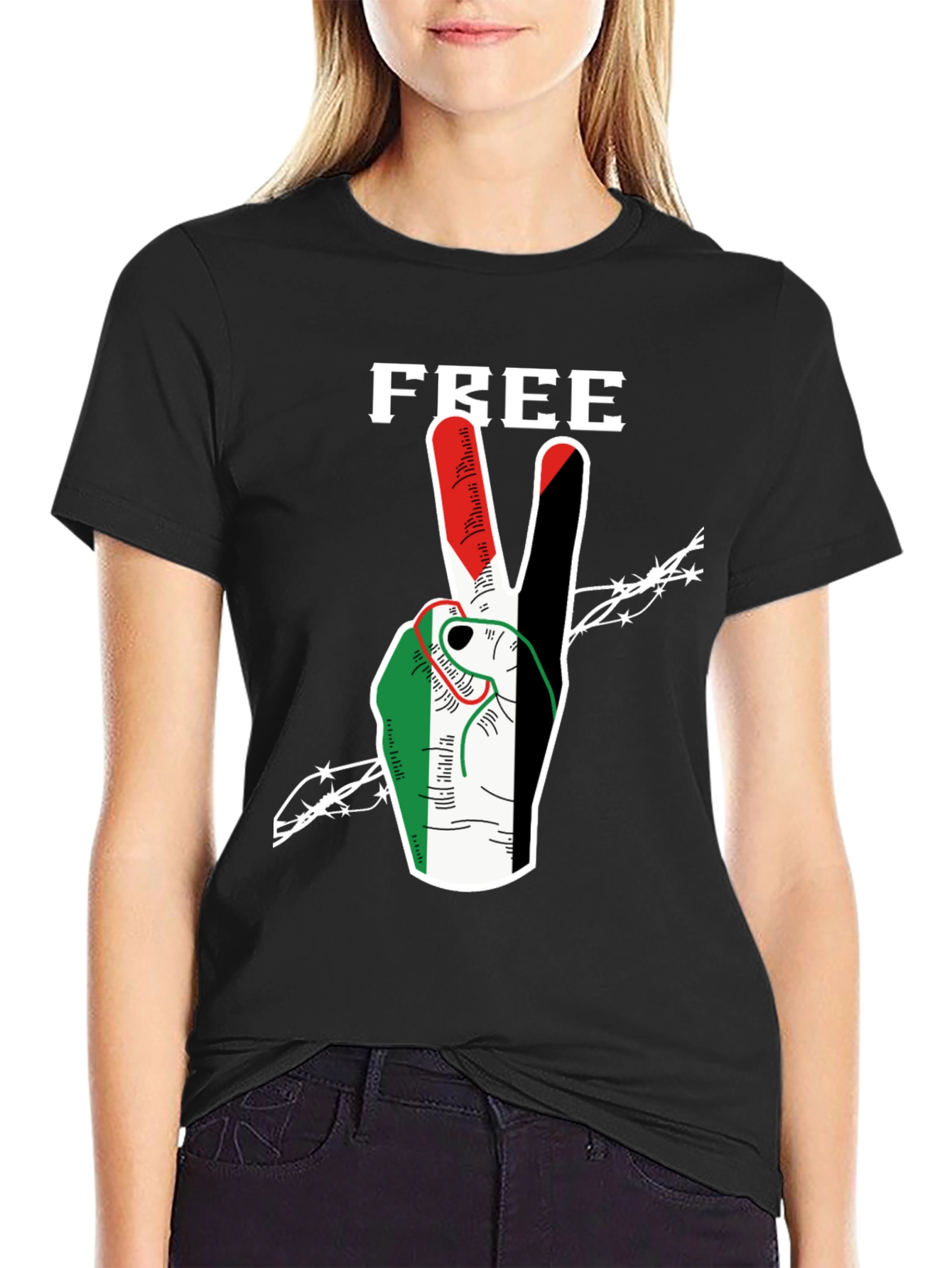 Free Palestine T-Shirt Peace Sign
