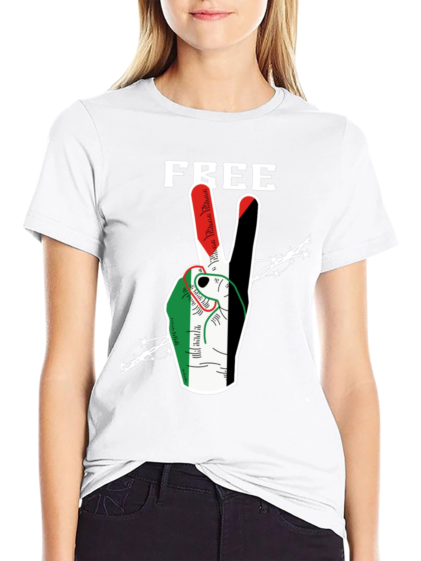 Free Palestine T-Shirt Peace Sign