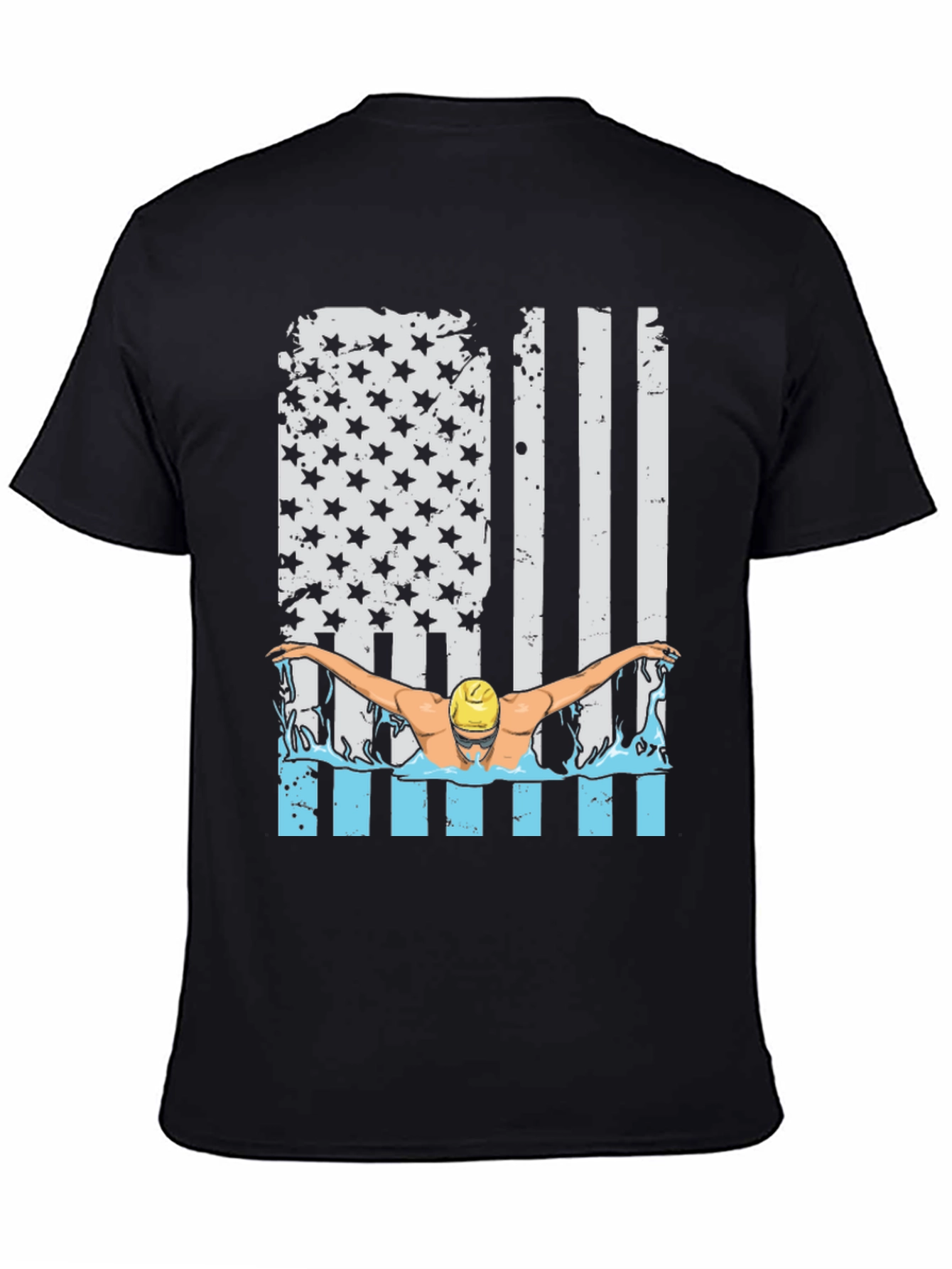 Patriotic Swimmer T-Shirt USA Flag Design