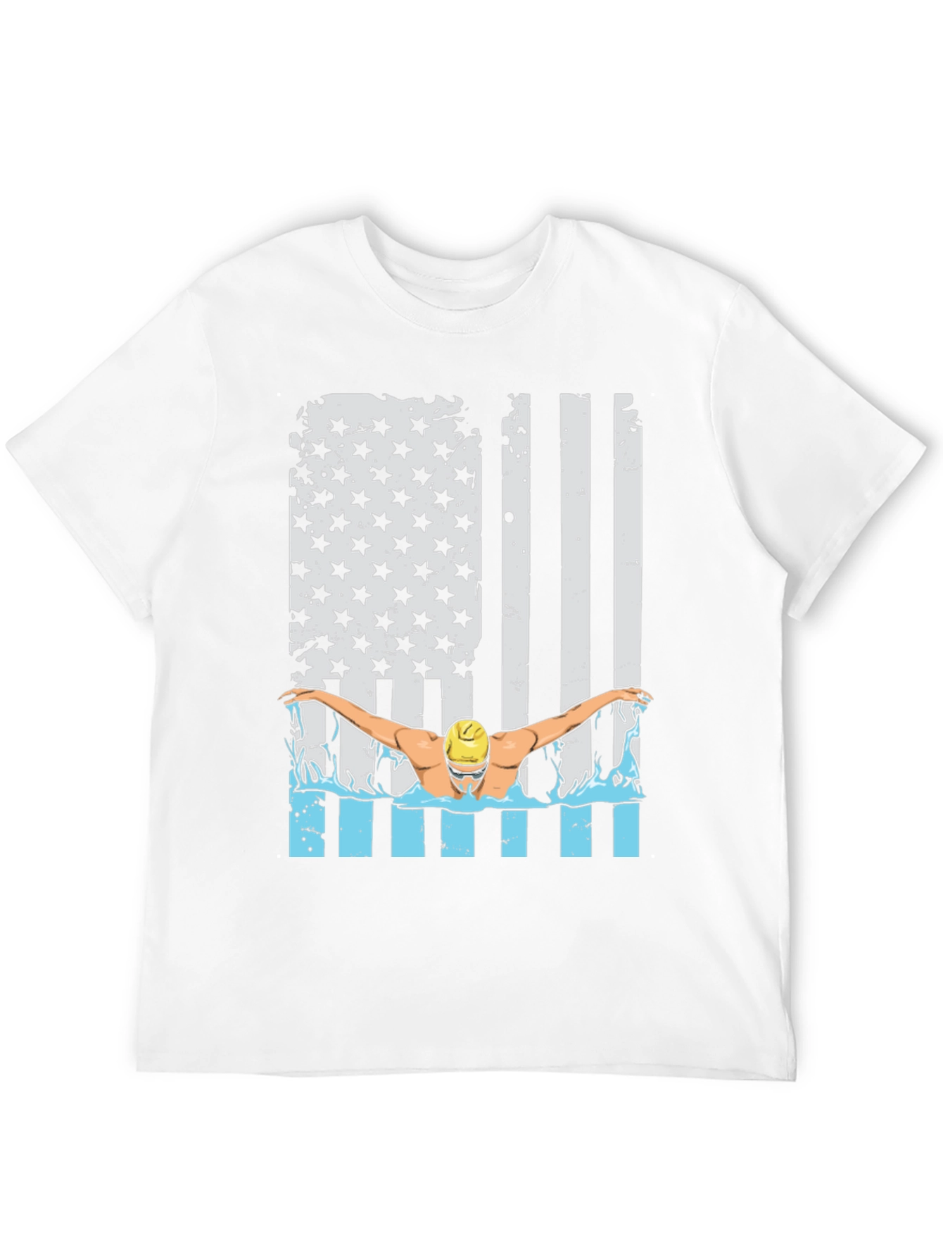 Patriotic Swimmer T-Shirt USA Flag Design