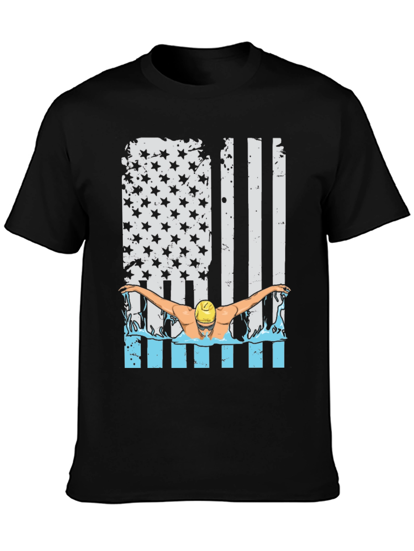 Patriotic Swimmer T-Shirt USA Flag Design