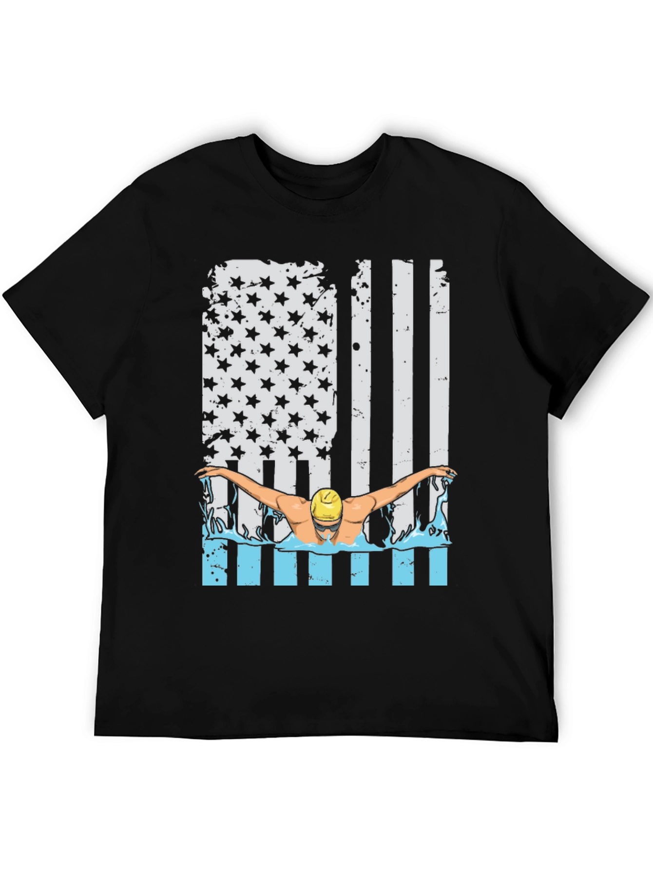 Patriotic Swimmer T-Shirt USA Flag Design