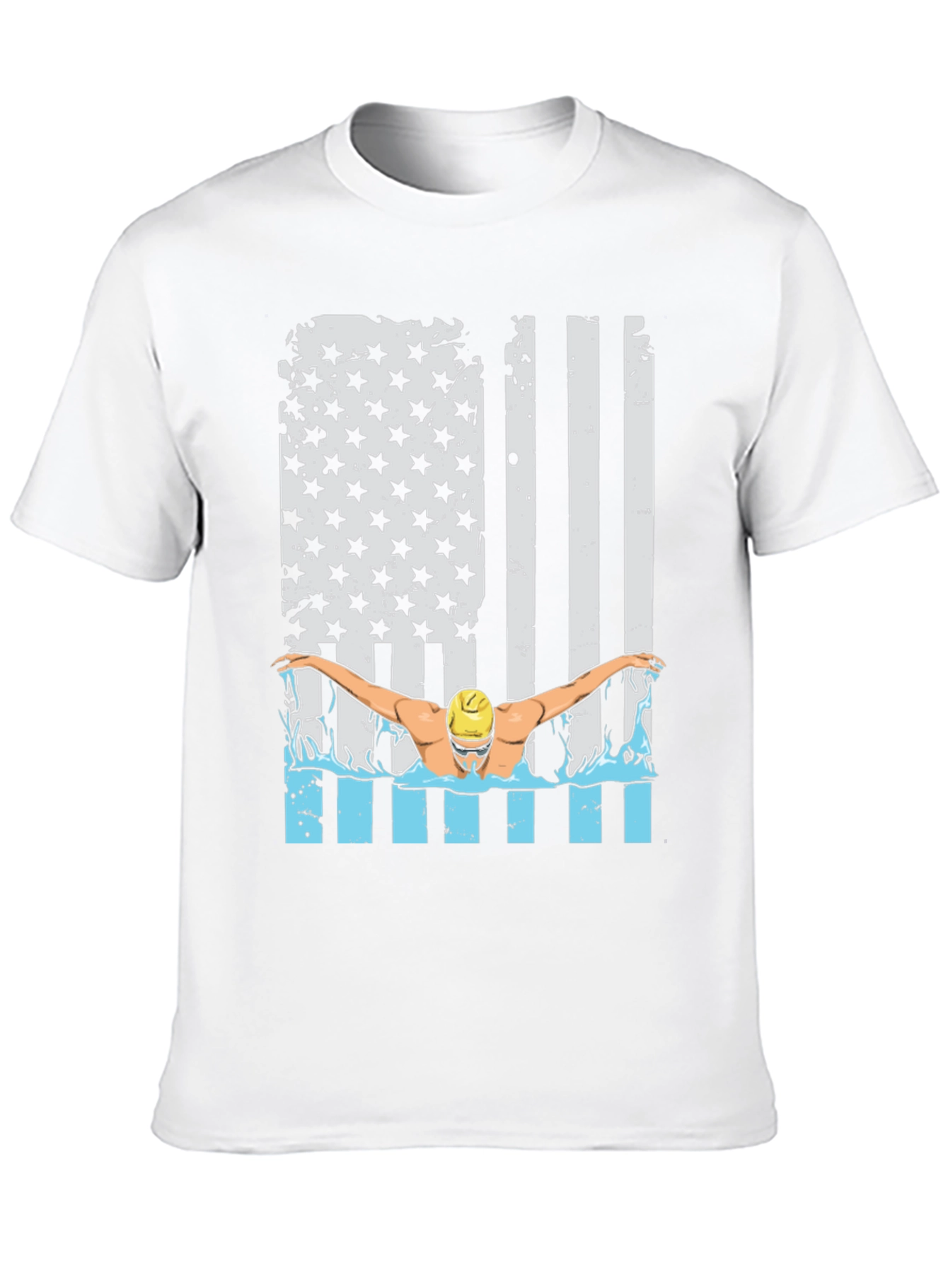 Patriotic Swimmer T-Shirt USA Flag Design