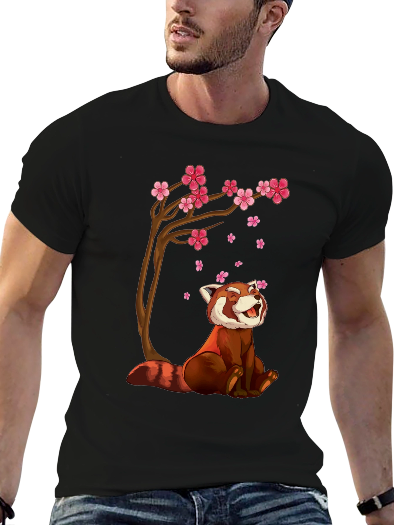 Red Panda Blossom Tree Graphic Tee
