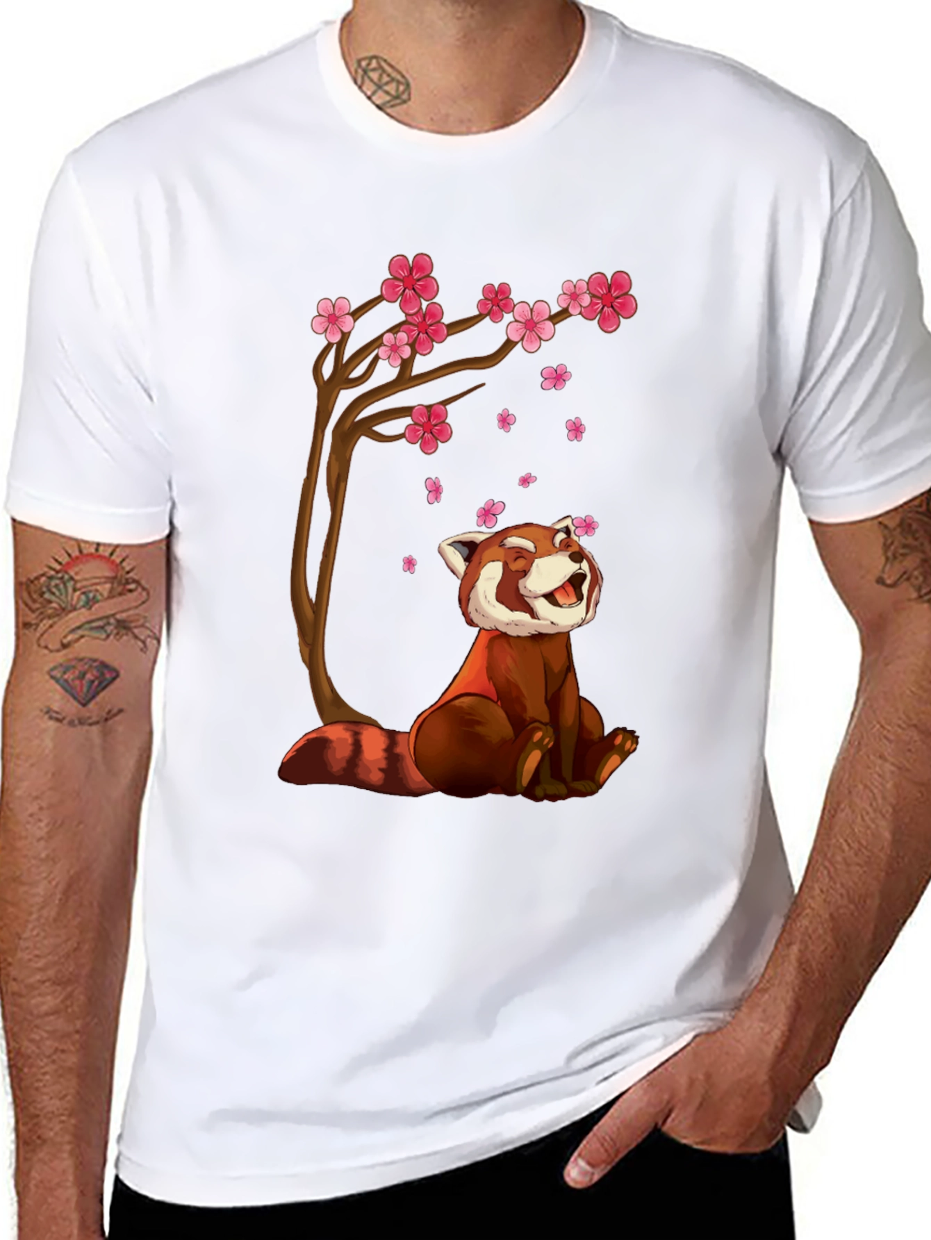 Red Panda Blossom Tree Graphic Tee