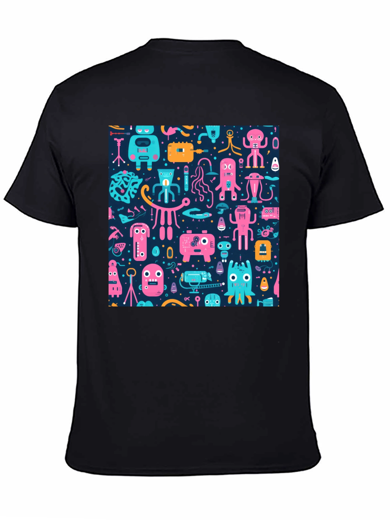 Funky Retro Robot Pattern T-Shirt