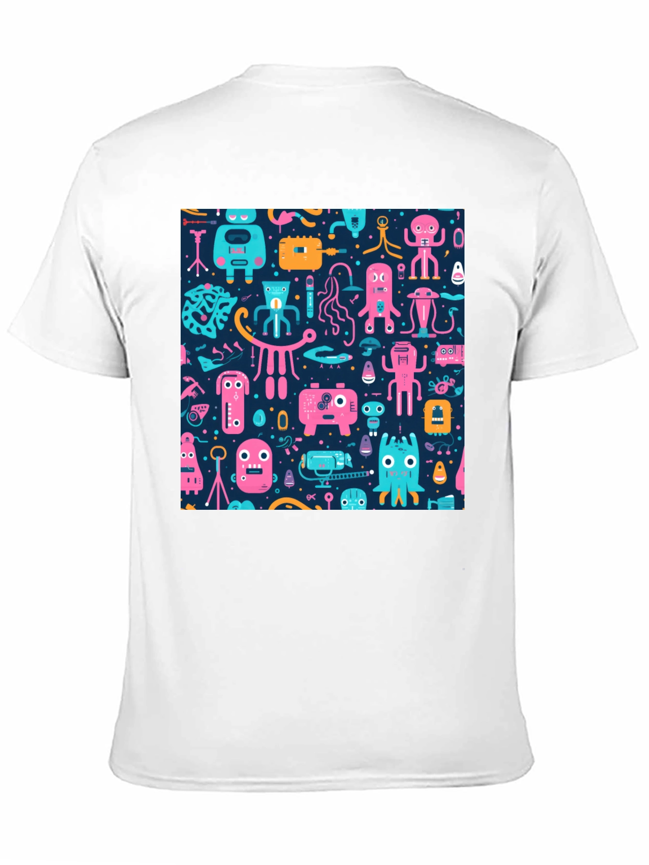 Funky Retro Robot Pattern T-Shirt