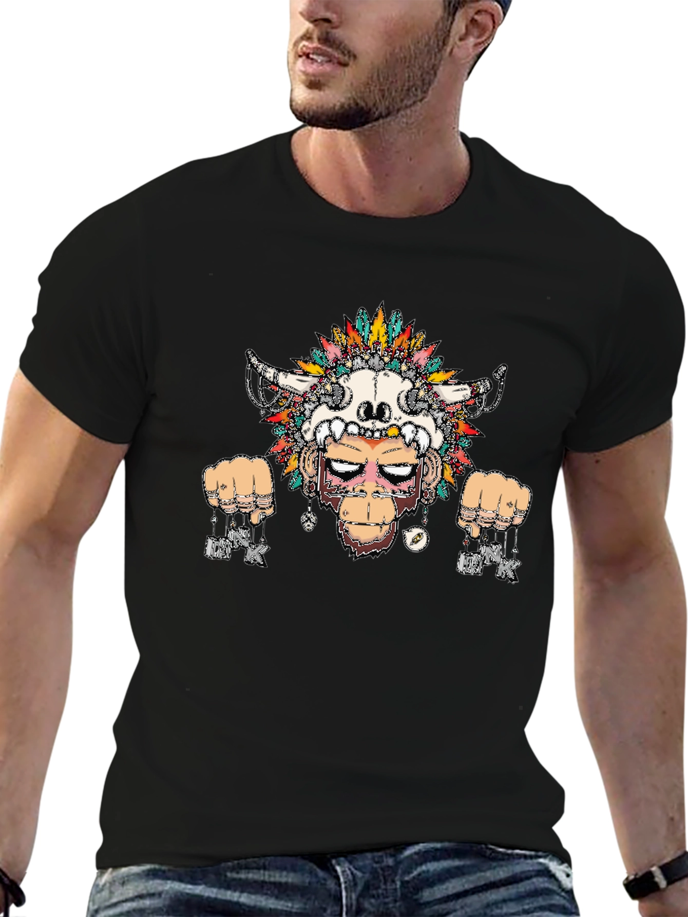 Tribal Ape Graphic Tee - Mens Black T-Shirt
