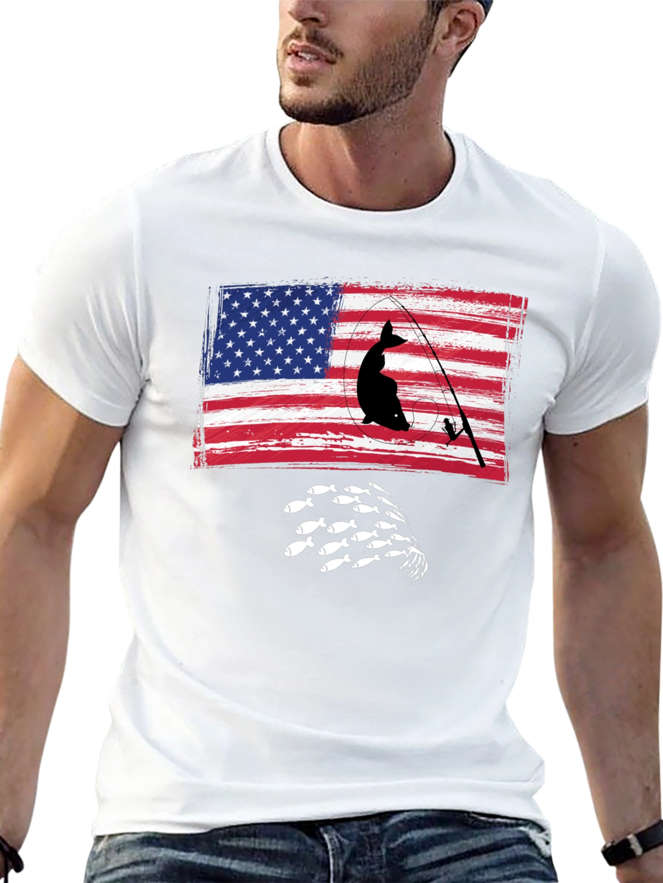 Fishing USA Flag Graphic Tee