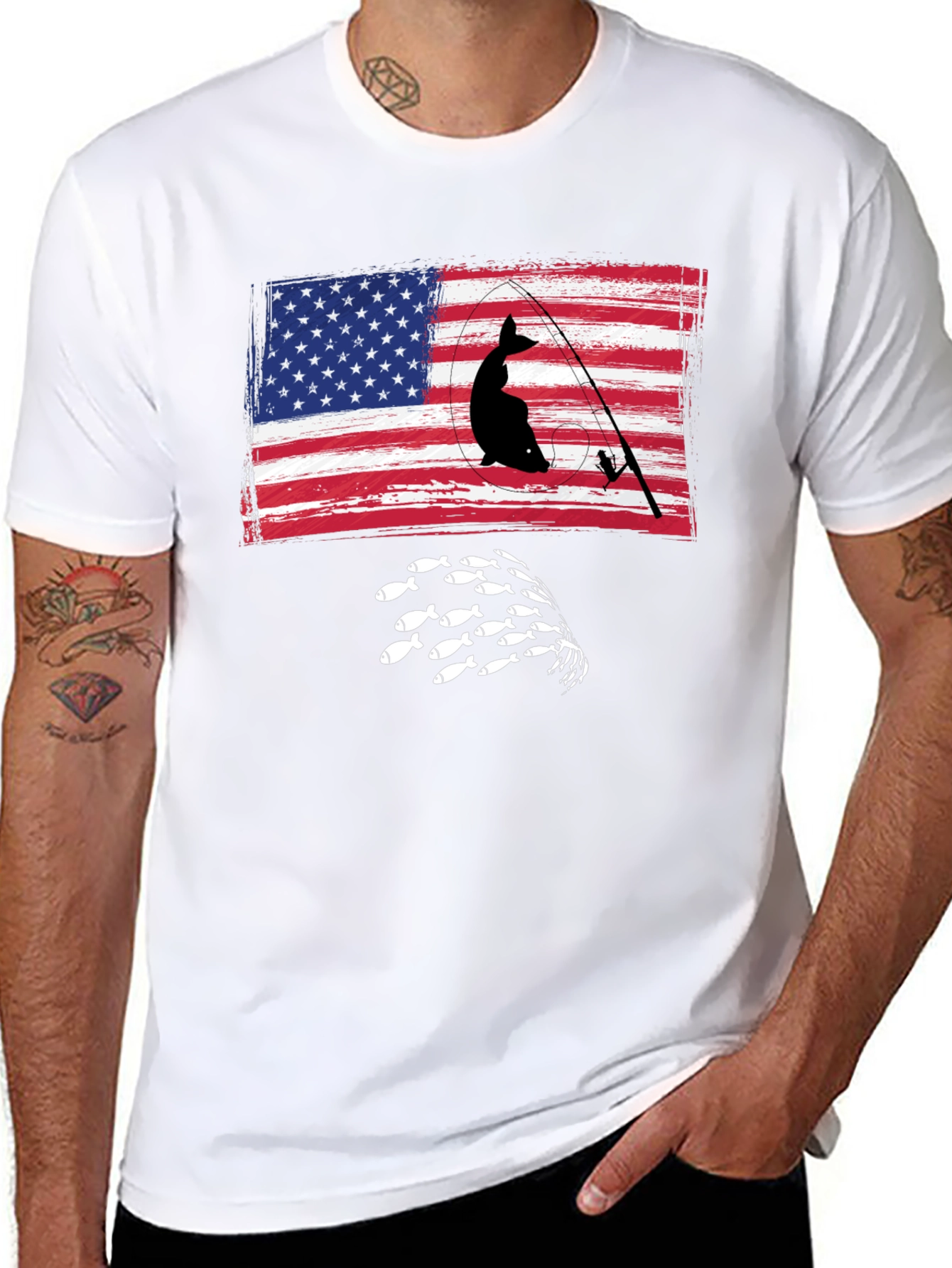 Fishing USA Flag Graphic Tee
