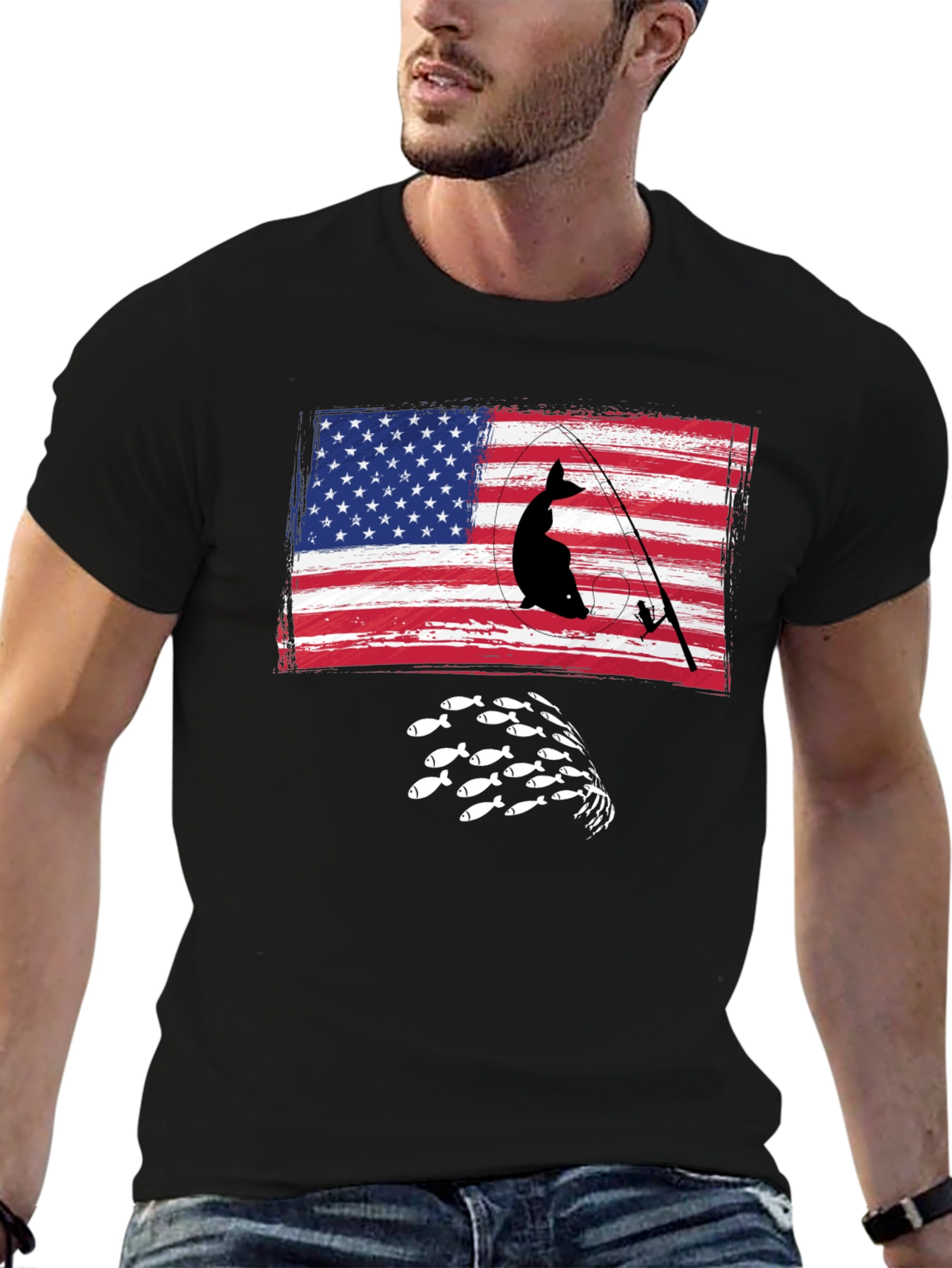 Fishing USA Flag Graphic Tee