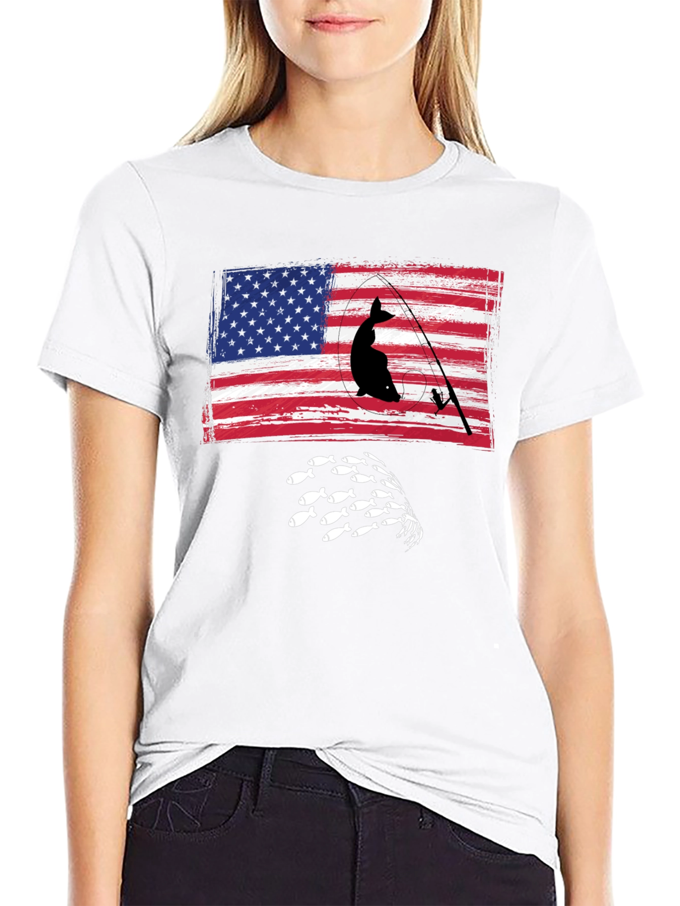 Fishing USA Flag Graphic Tee