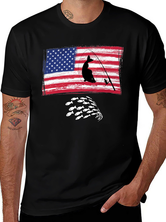 Fishing USA Flag Graphic Tee