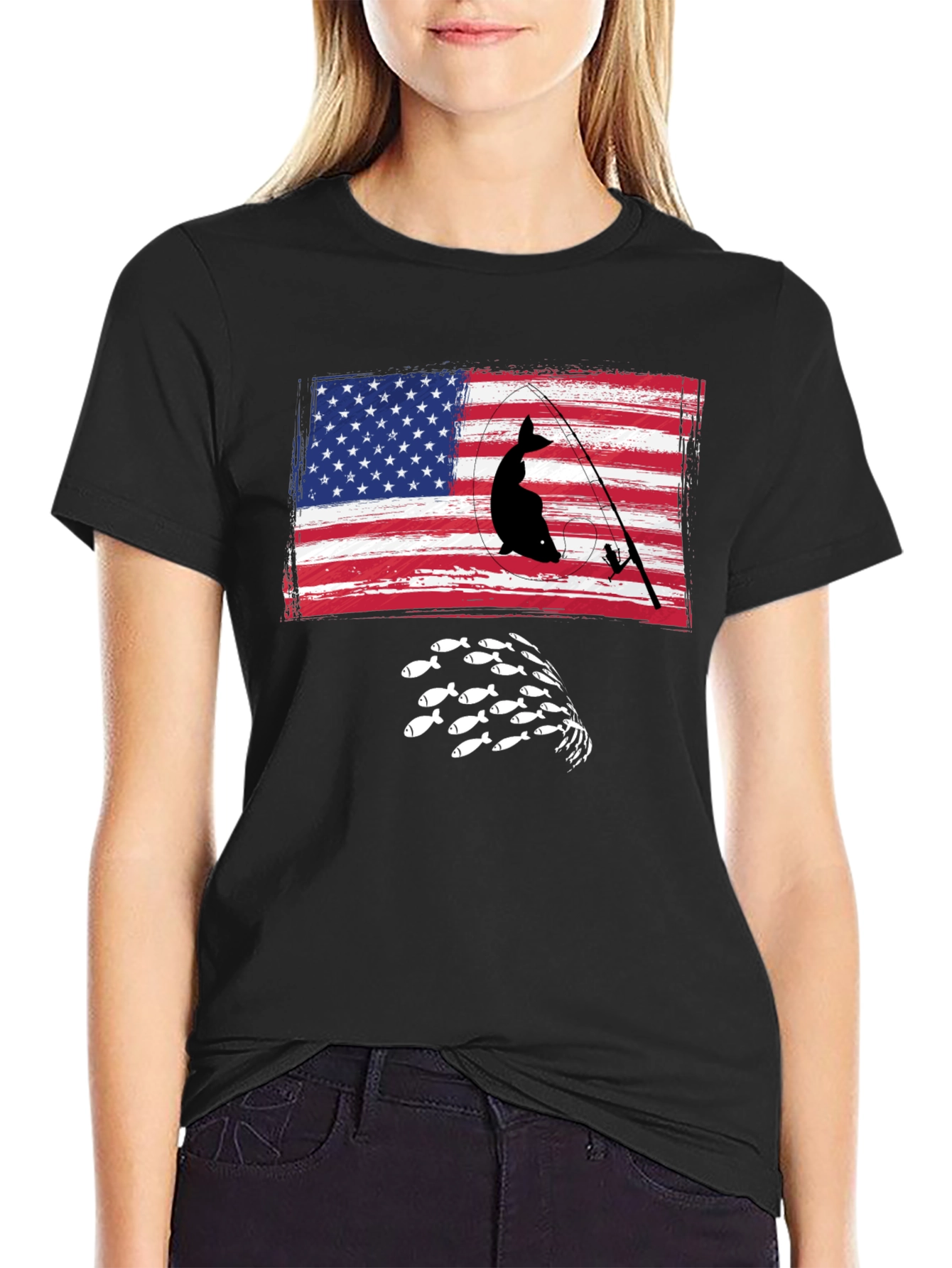 Fishing USA Flag Graphic Tee