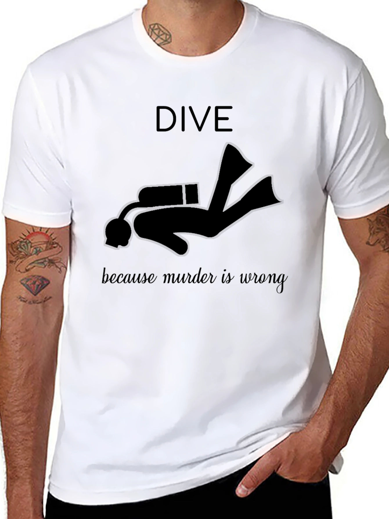 Dive Because Murder Is Wrong Black T-Shirt